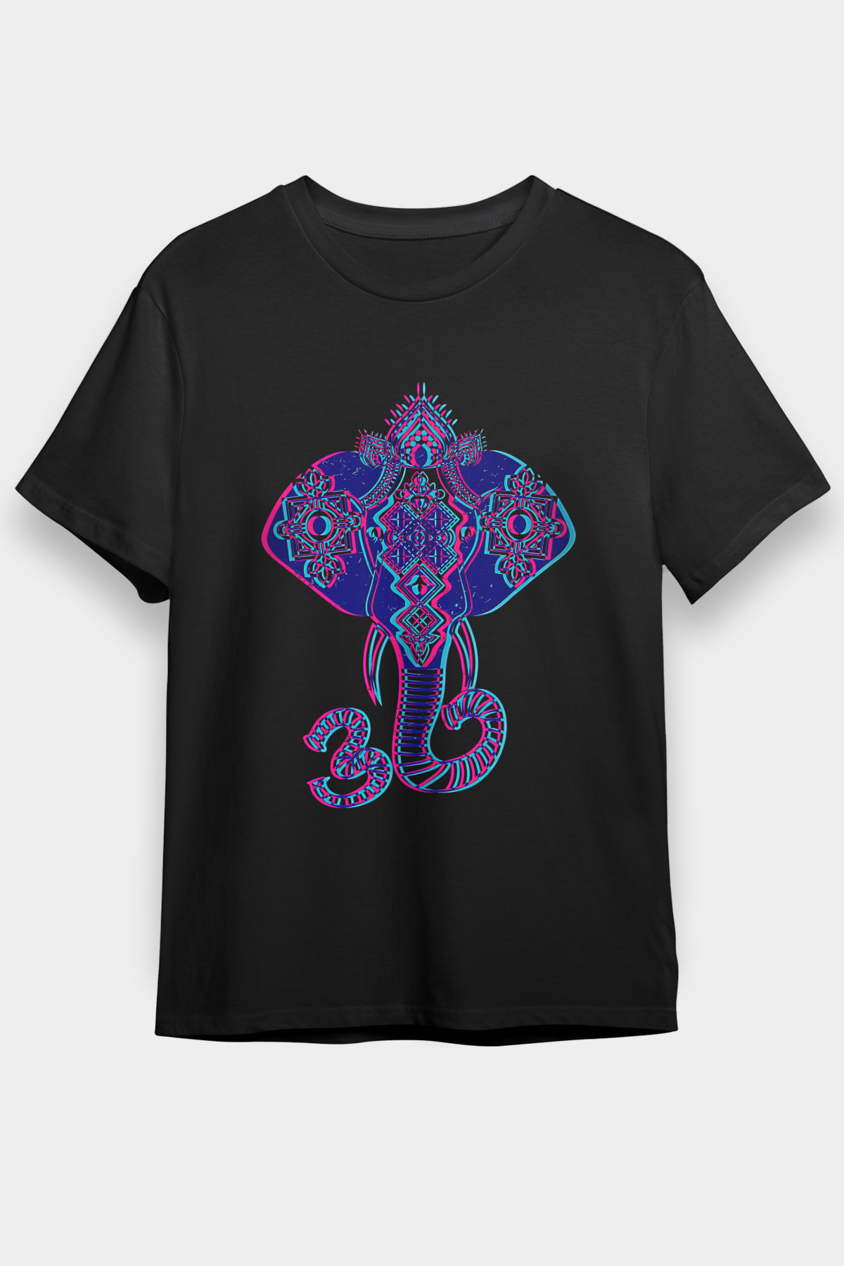 Om Baskılı Unisex Siyah Tişört - Tshirt