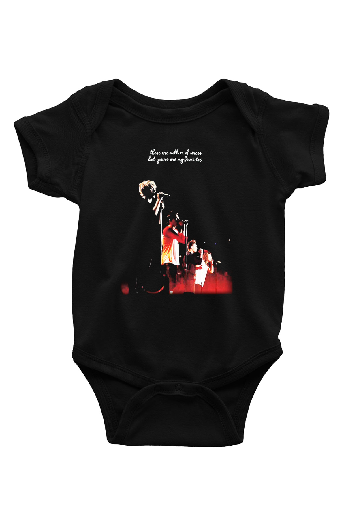 One Direction Baskılı Siyah Bebek Body - Zıbın