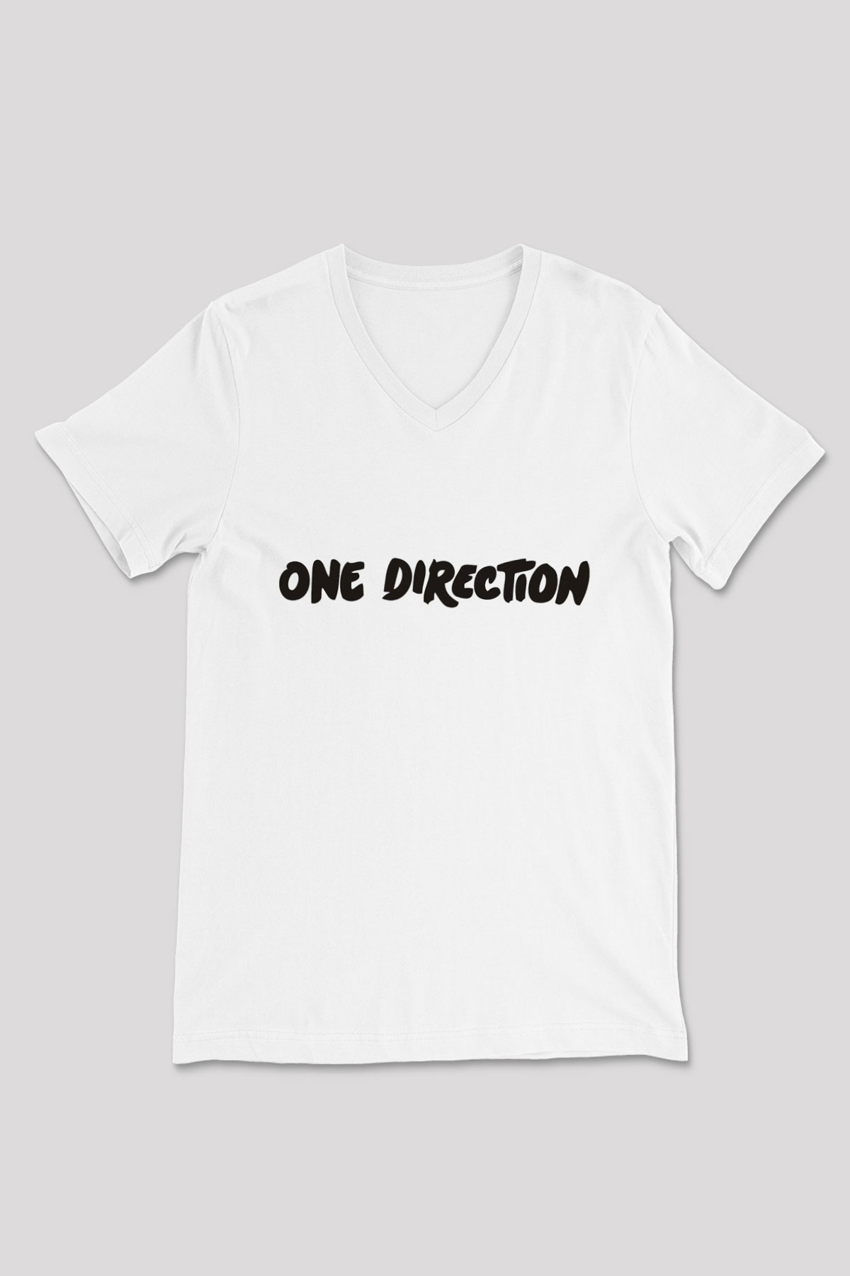 One Direction Beyaz Unisex V Yaka Tişört T-Shirt