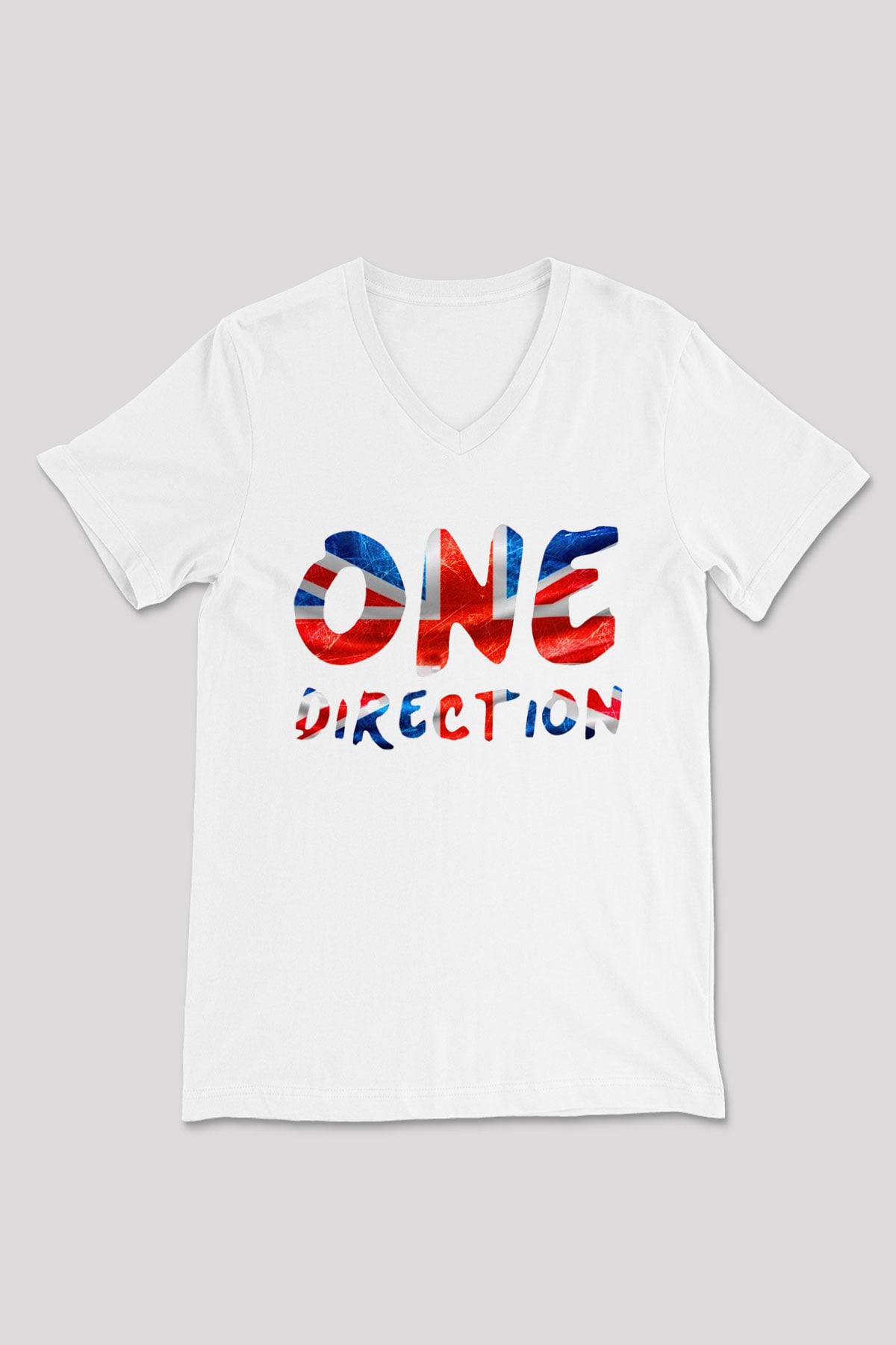 One Direction Beyaz Unisex V Yaka Tişört T-Shirt