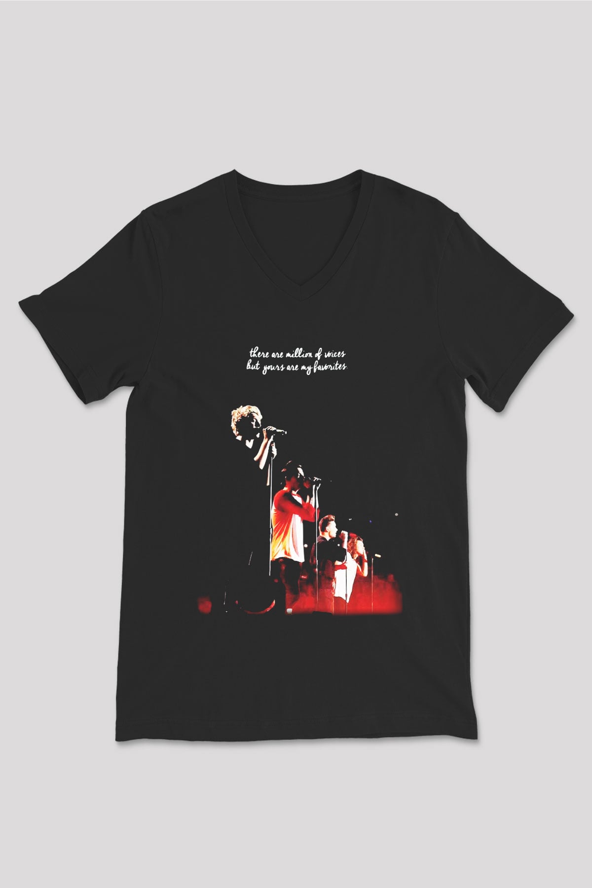 One Direction Siyah Unisex V Yaka Tişört T-Shirt