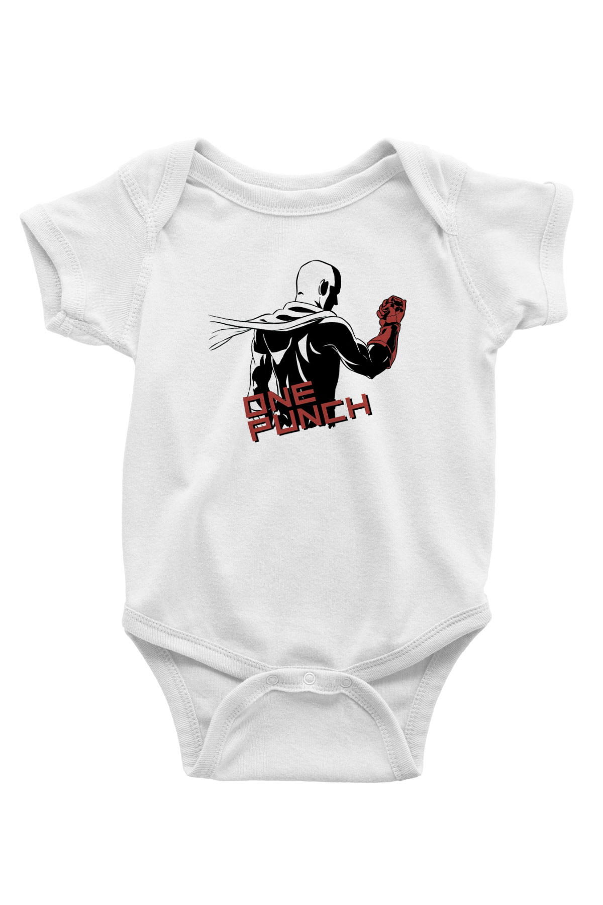 One Punch Man Baskılı Beyaz Unisex Bebek Body - Zıbın