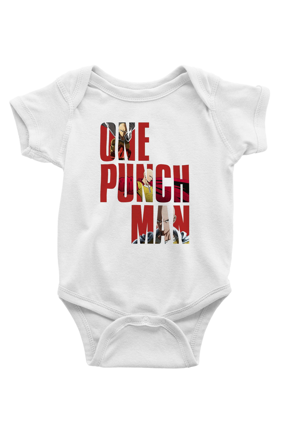 One Punch Man Baskılı Beyaz Unisex Bebek Body - Zıbın