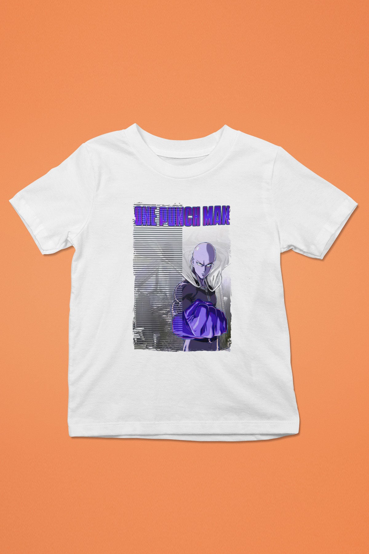 One Punch Man Beyaz Unisex Çocuk Tişört