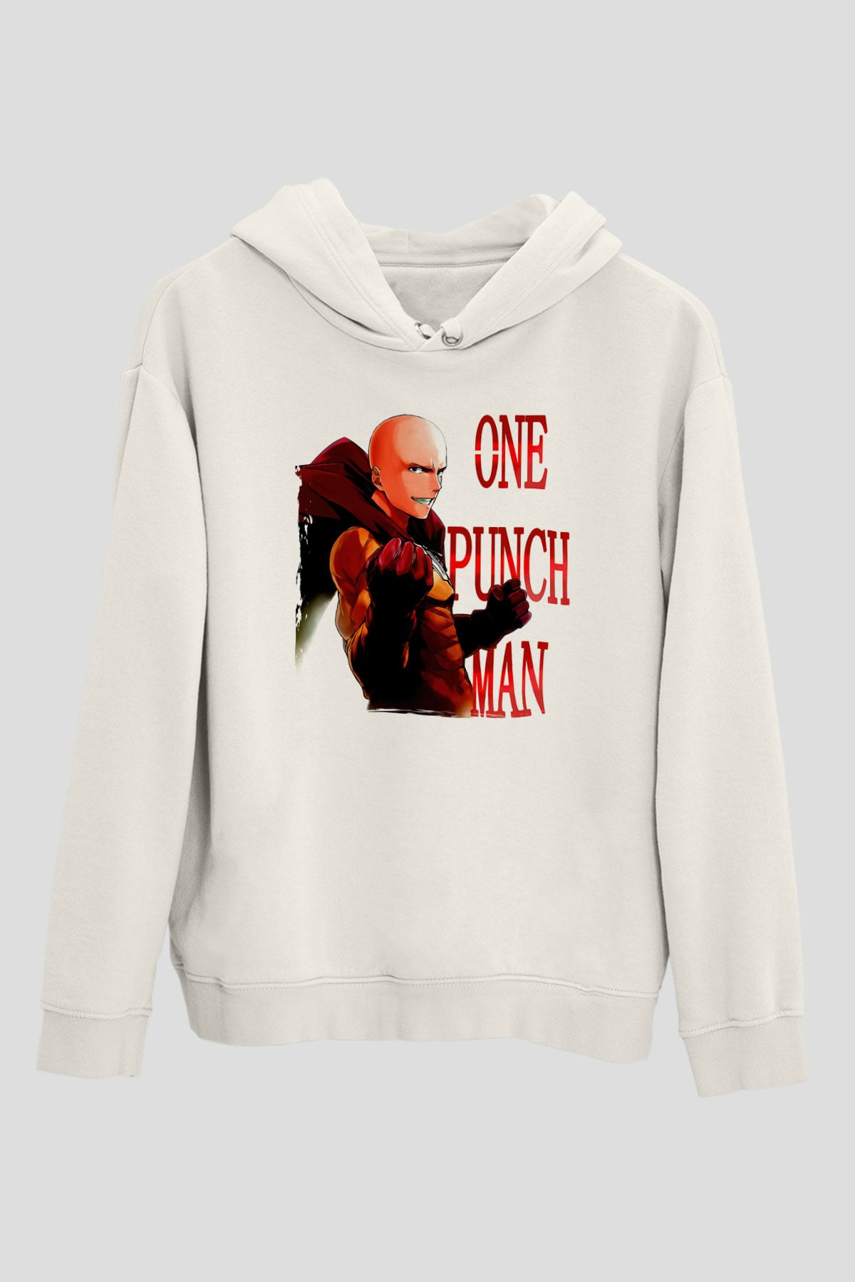 One Punch Man Beyaz Unisex Hoodie