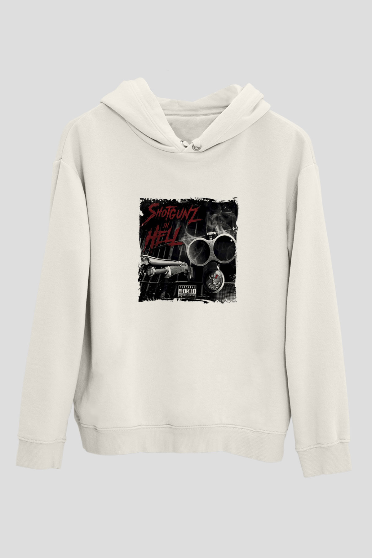 Onyx Baskılı Unisex Beyaz Kapüşonlu Sweatshirt