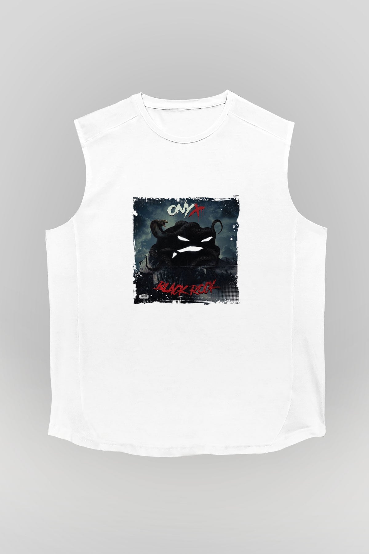 Onyx Baskılı Unisex Beyaz Kolsuz Tişört