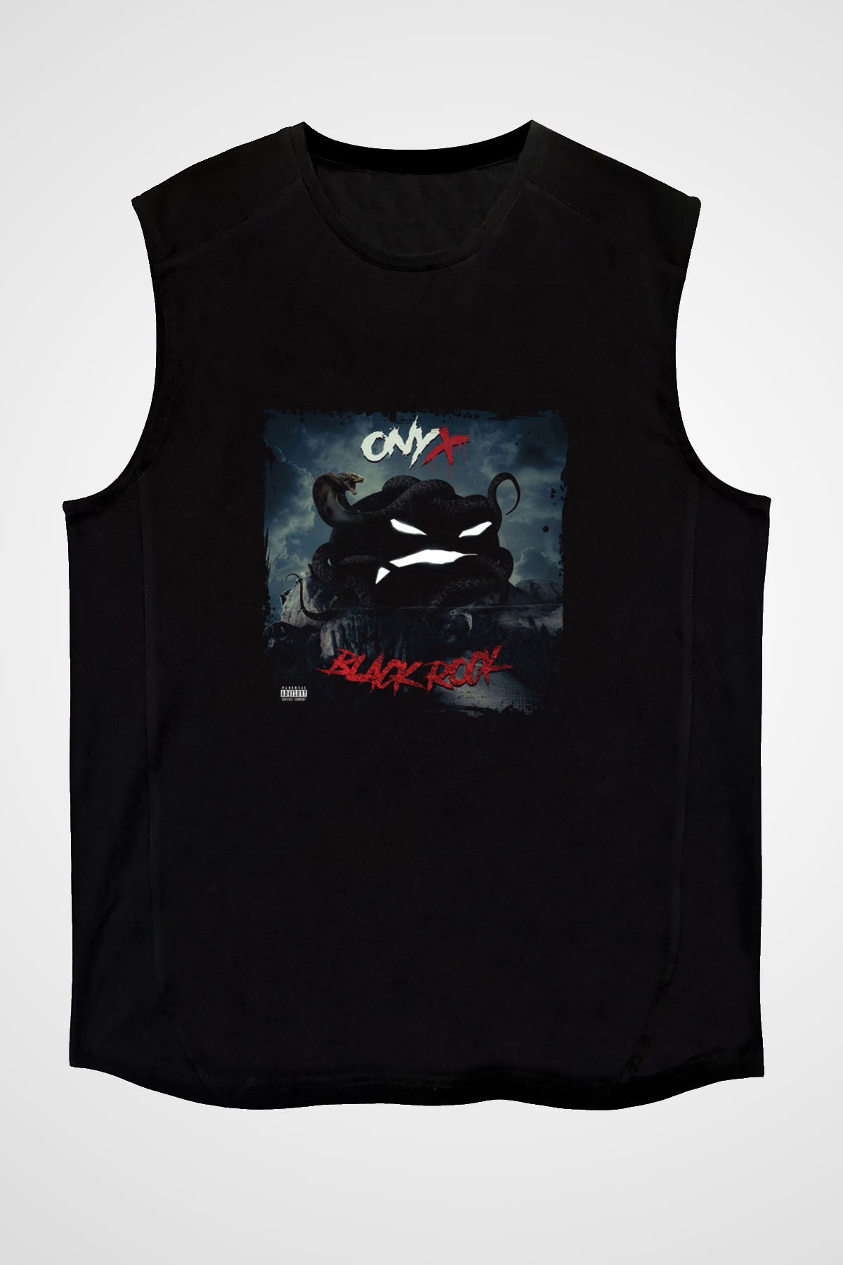 Onyx Baskılı Unisex Siyah Kolsuz Tişört