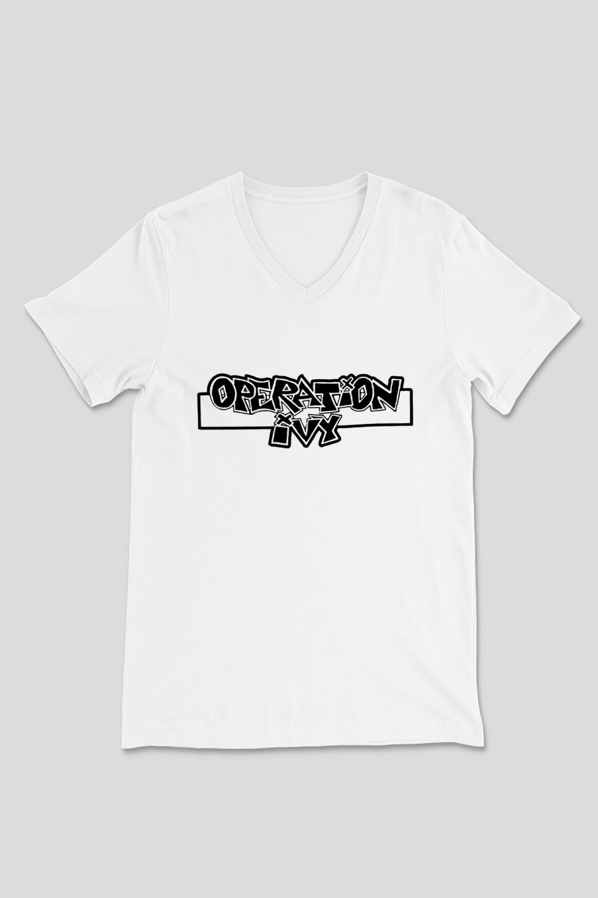 Operation Ivy Beyaz Unisex V Yaka Tişört T-Shirt