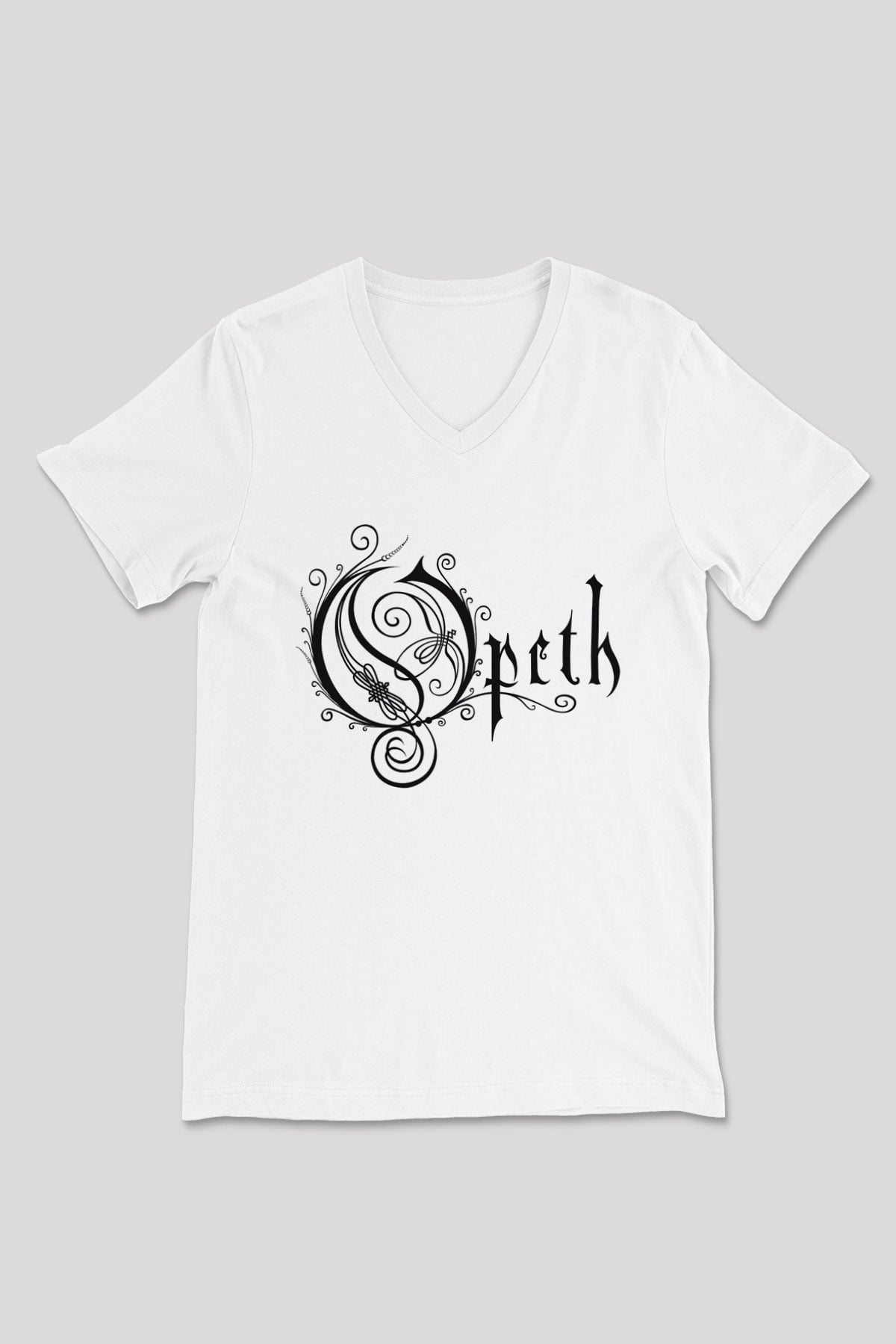 Opeth Beyaz Unisex V Yaka Tişört T-Shirt