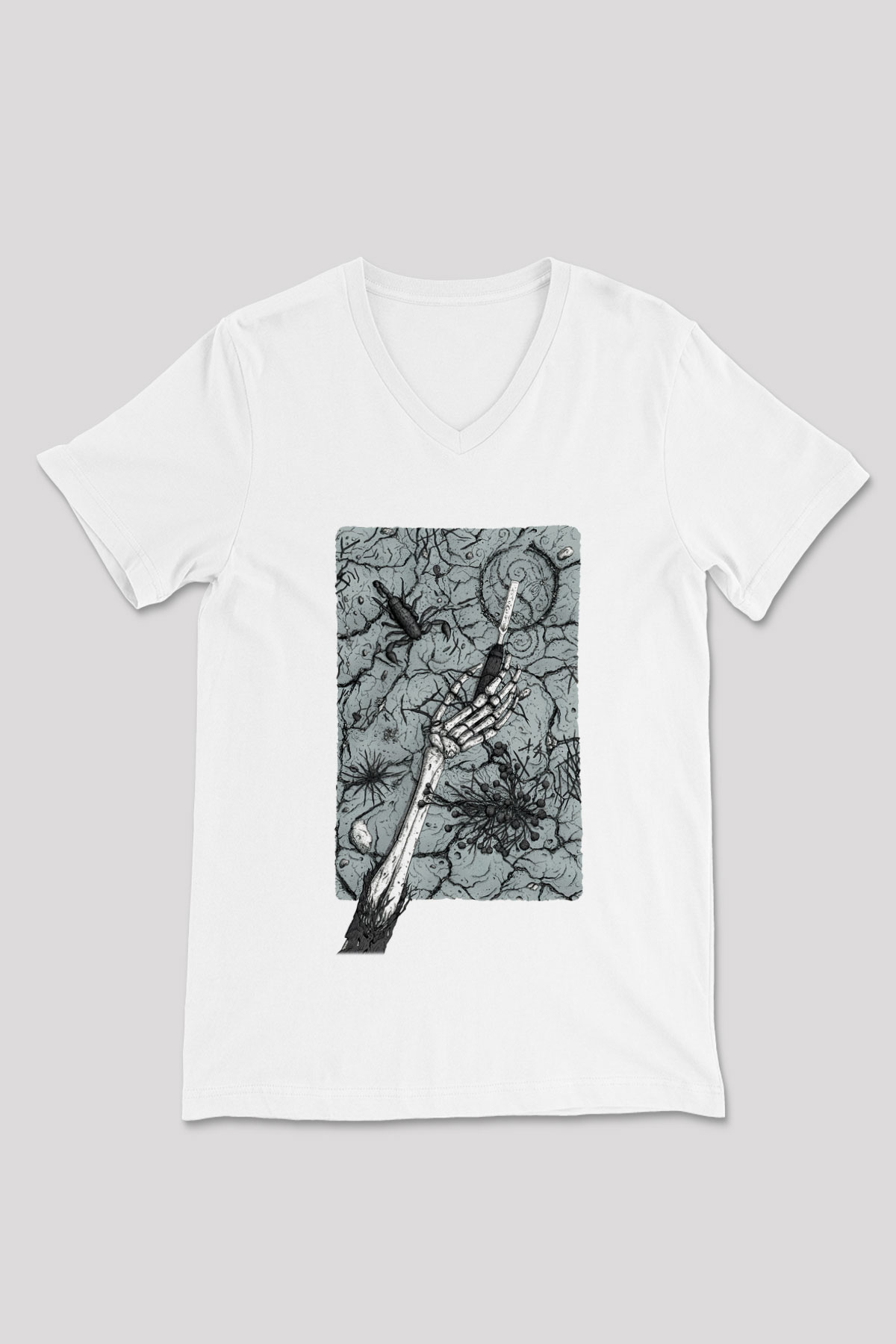 Opeth Beyaz Unisex V Yaka Tişört T-Shirt