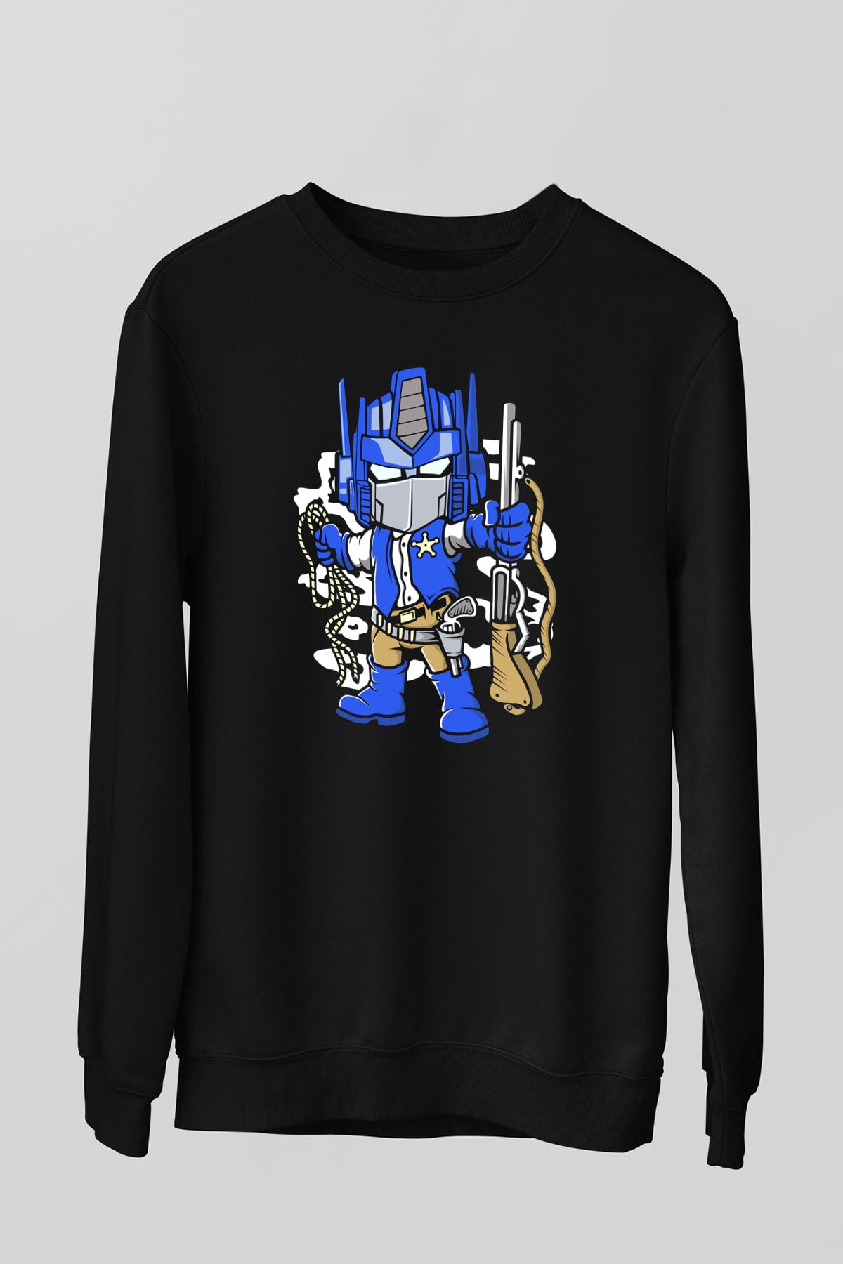 Optimus Cowboy Baskılı Siyah Unisex Tshirt