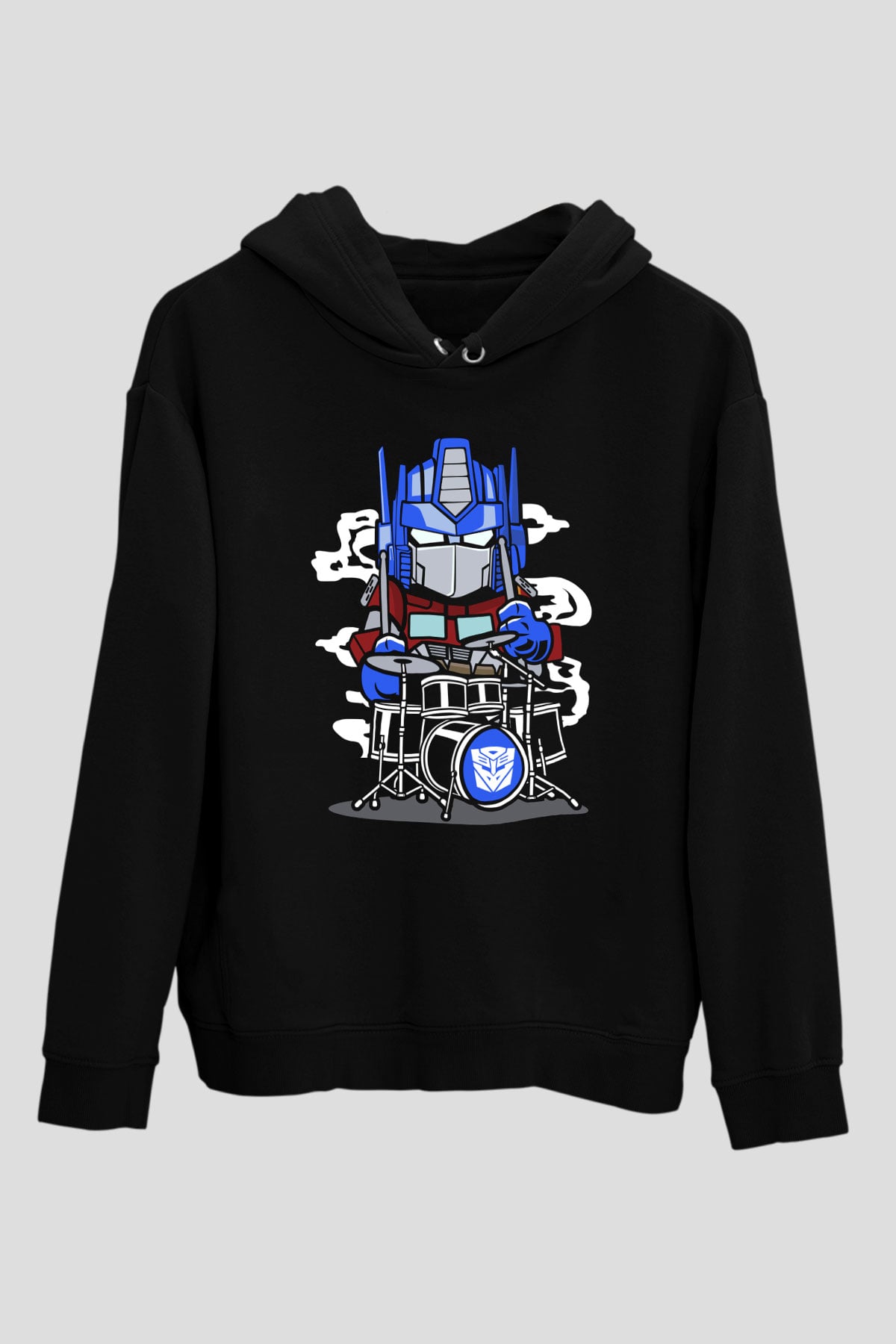 Optimus Drummer Baskılı Siyah Unisex Tshirt