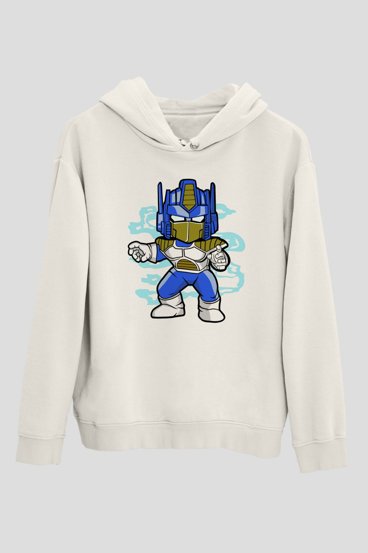 Optimus Vegeta Baskılı Beyaz Unisex Hoodie