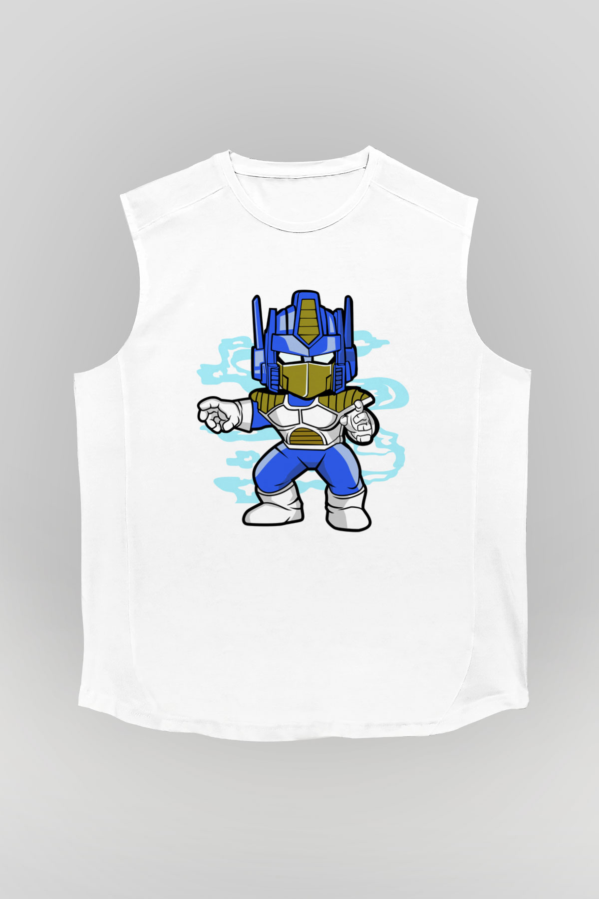Optimus Vegeta Baskılı Beyaz Unisex Kolsuz Tişört