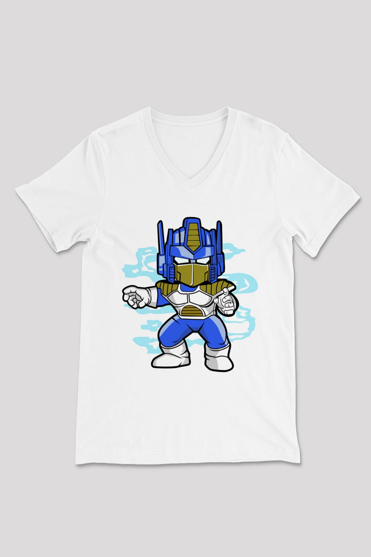 Optimus Vegeta Baskılı Beyaz Unisex V Yaka Tişört