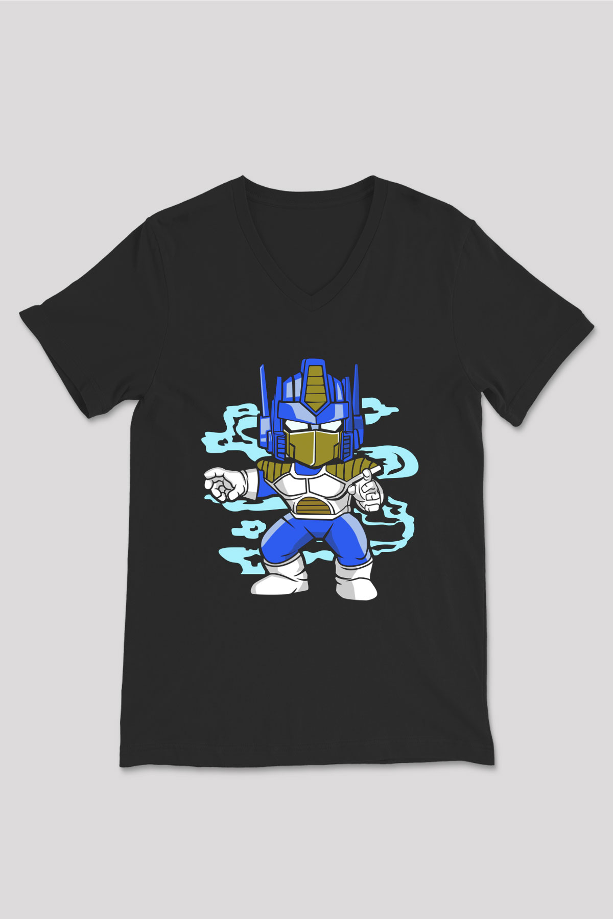 Optimus Vegeta Baskılı Siyah Unisex V Yaka Tişört