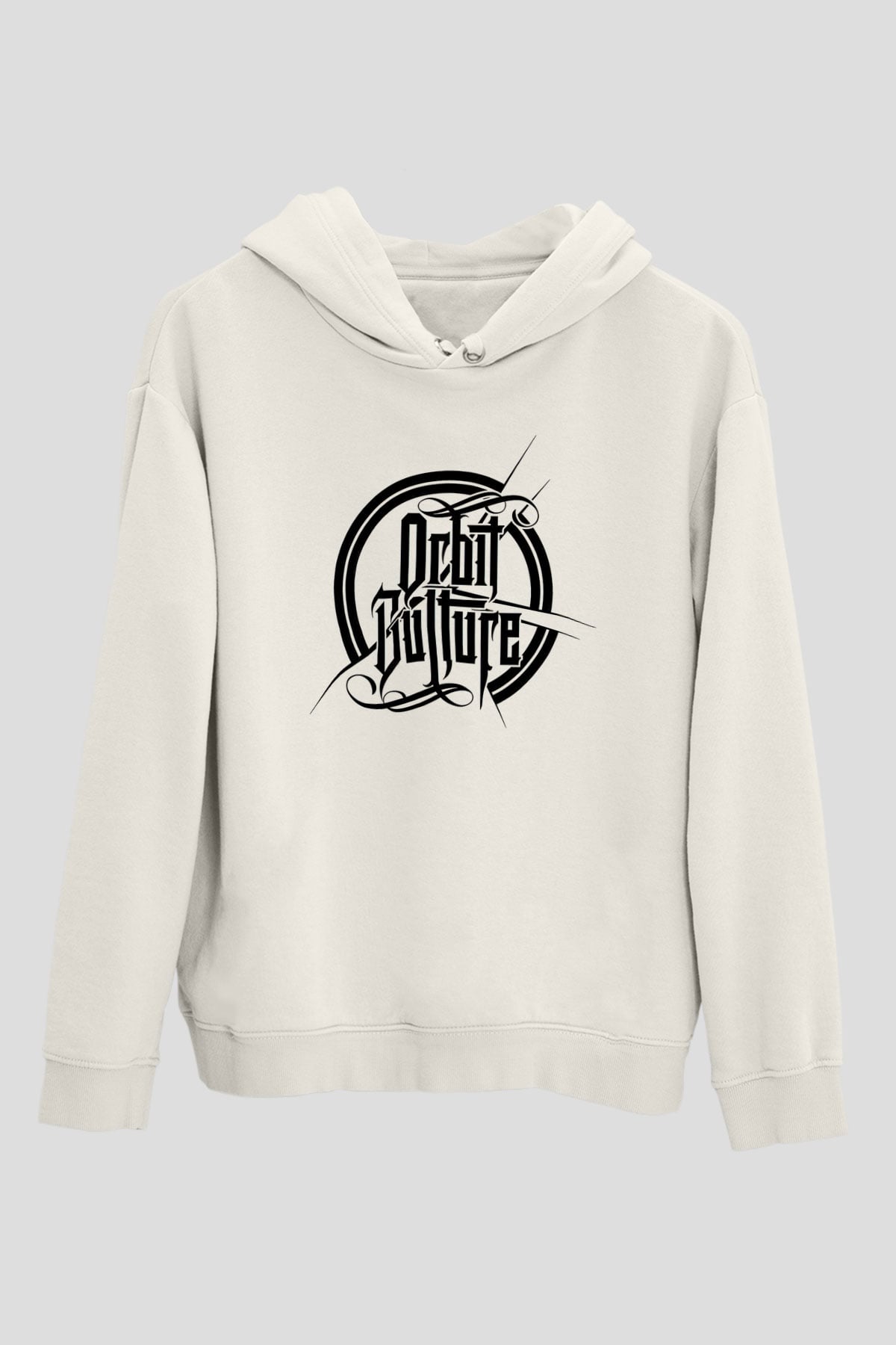 Orbit Culture Baskılı Beyaz Unisex Kapüşonlu Sweatshirt