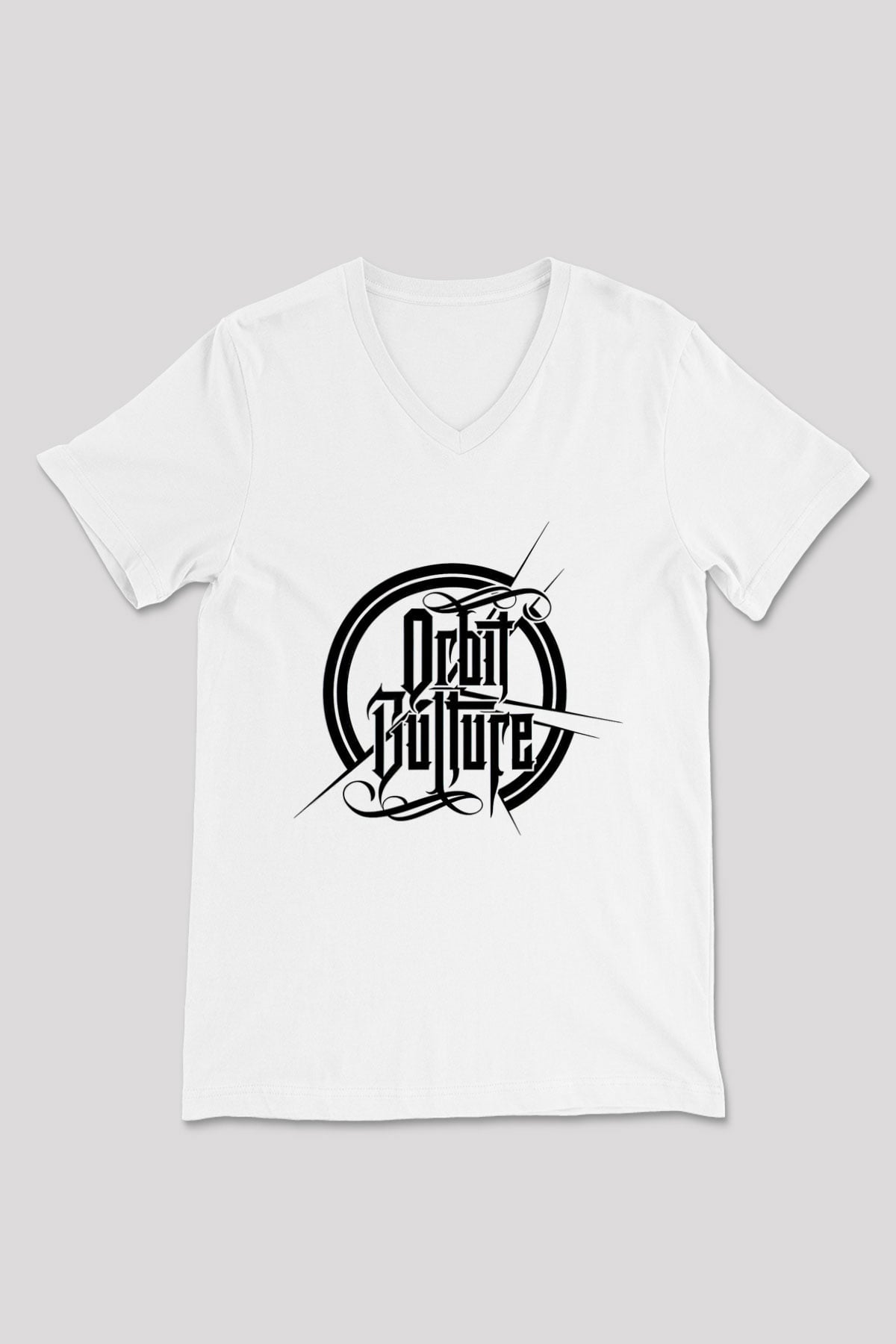 Orbit Culture Baskılı Beyaz Unisex V Yaka Tişört - Tshirt