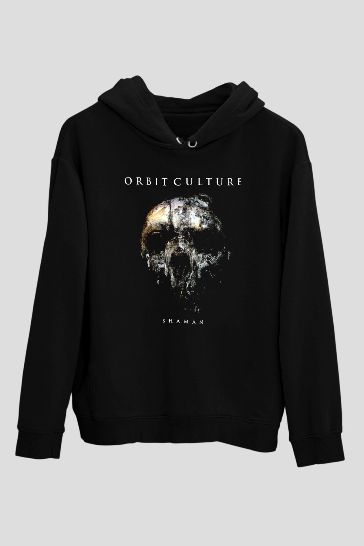 Orbit Culture Baskılı Unisex Siyah Kapüşonlu Sweatshirt