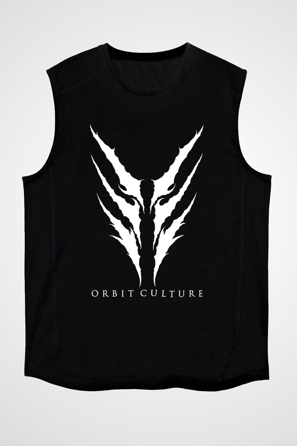Orbit Culture Baskılı Unisex Siyah Kolsuz Tişört - Tshirt