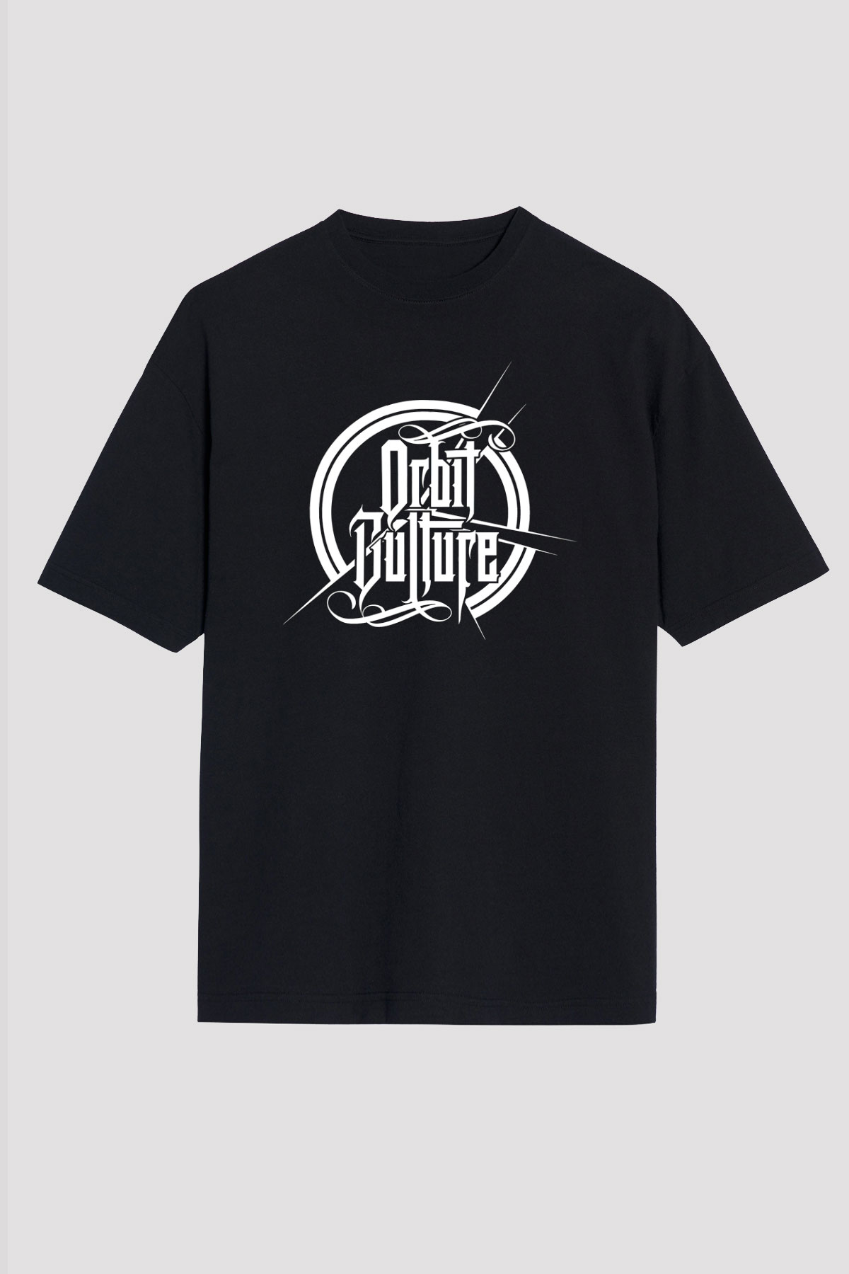Orbit Culture Baskılı Unisex Siyah Oversize Tişört - Tshirt