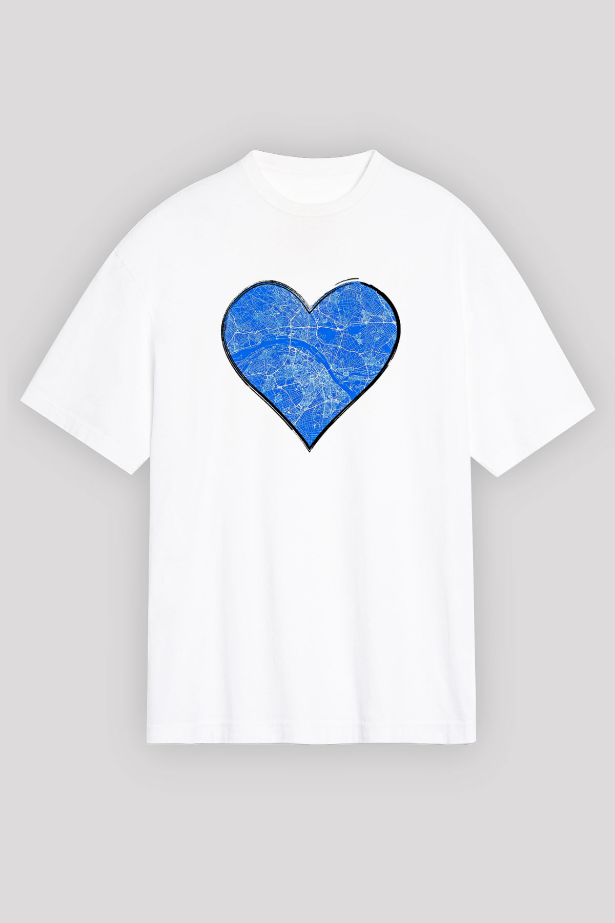 Orienteering Baskılı Unisex Beyaz Oversize Tişört - Tshirt