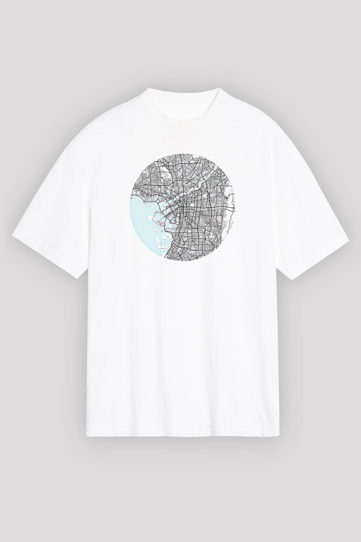 Orienteering Baskılı Unisex Beyaz Oversize Tişört - Tshirt