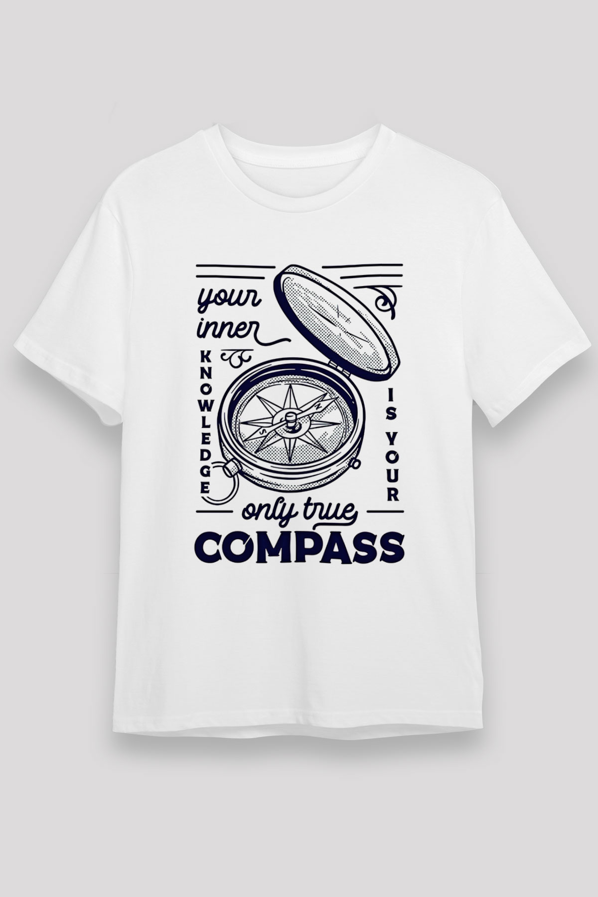Orienteering Baskılı Unisex Beyaz Tişört - Tshirt