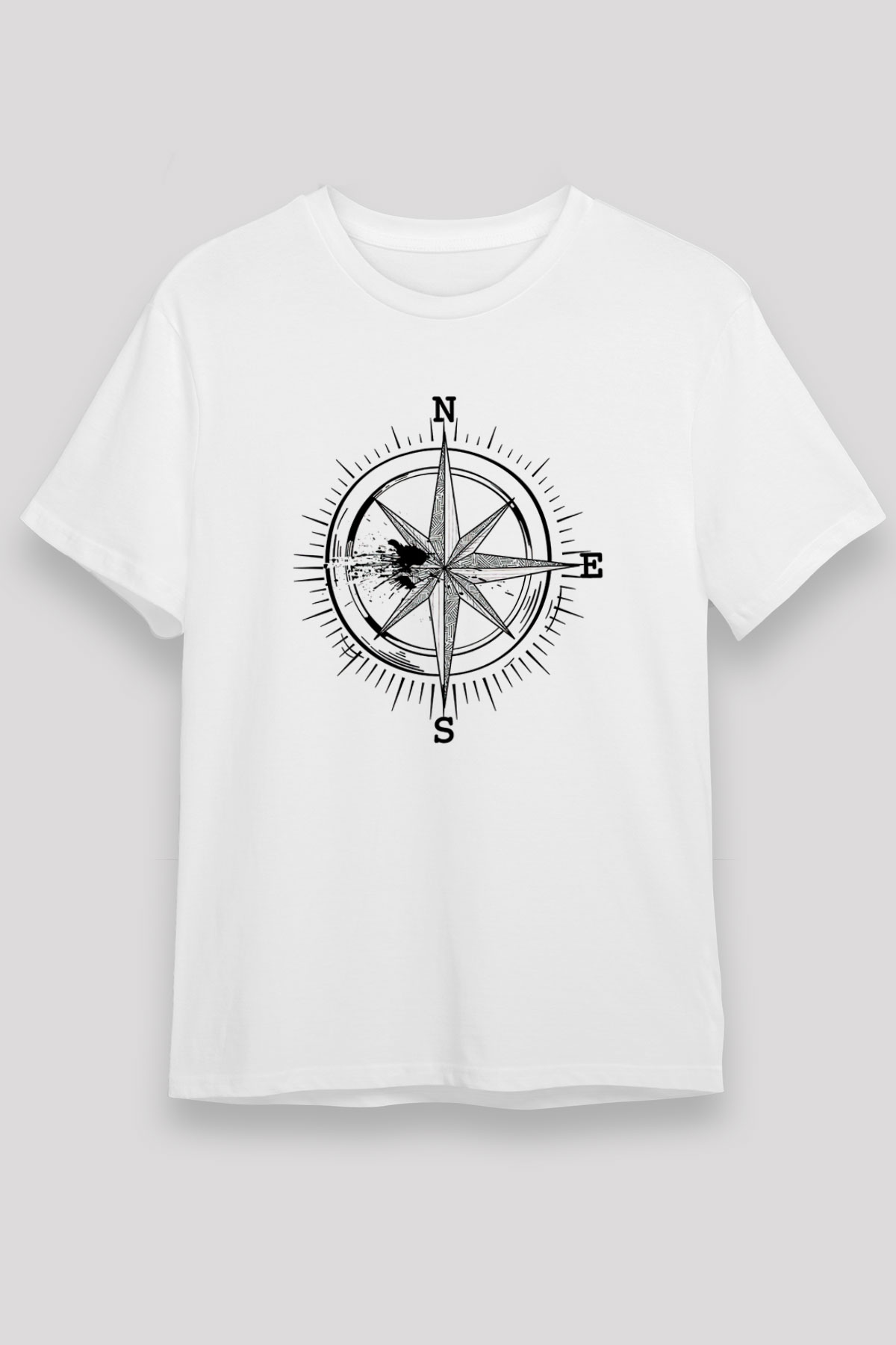 Orienteering Baskılı Unisex Beyaz Tişört - Tshirt