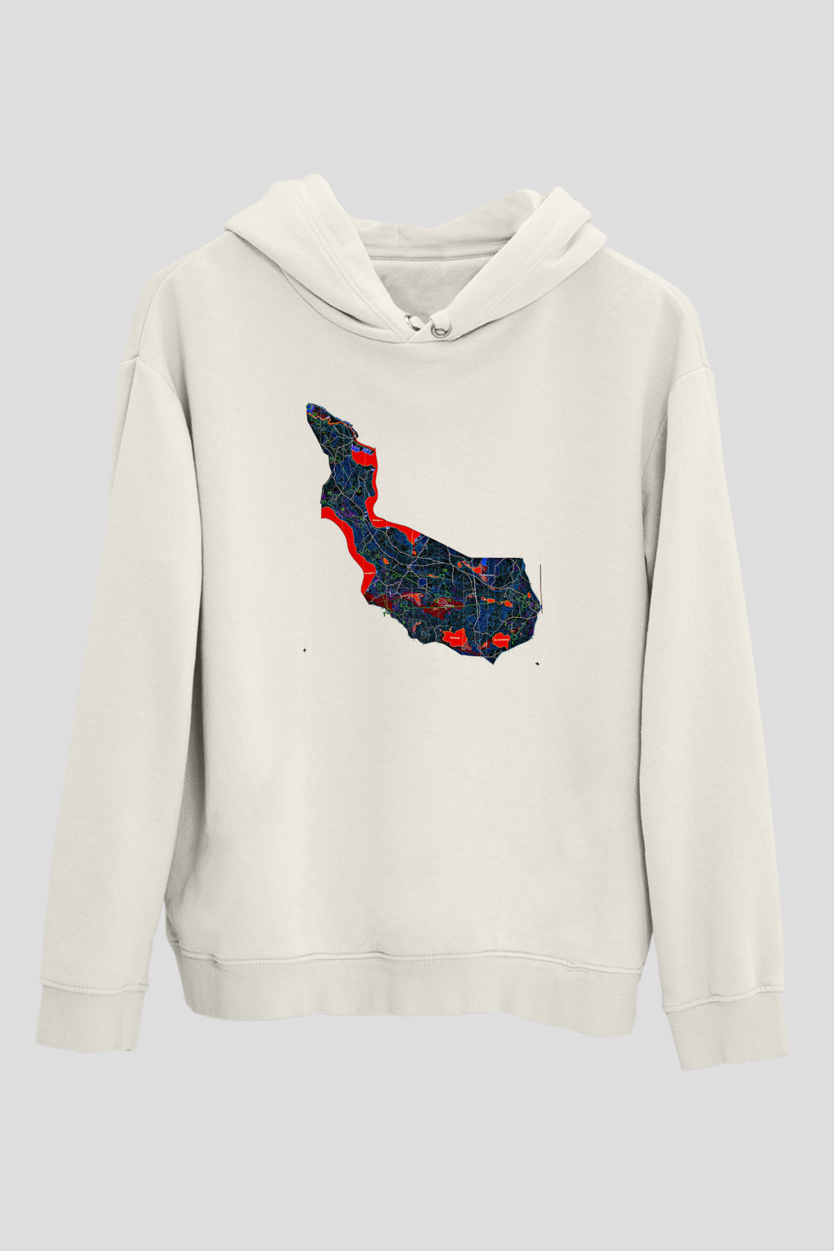 Orienteering Baskılı Unisex Ekru Hoodie