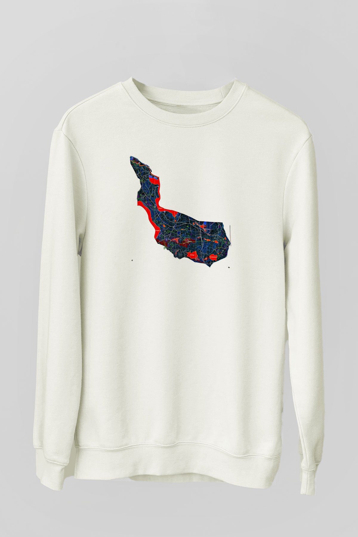Orienteering Baskılı Unisex Ekru Sweatshirt