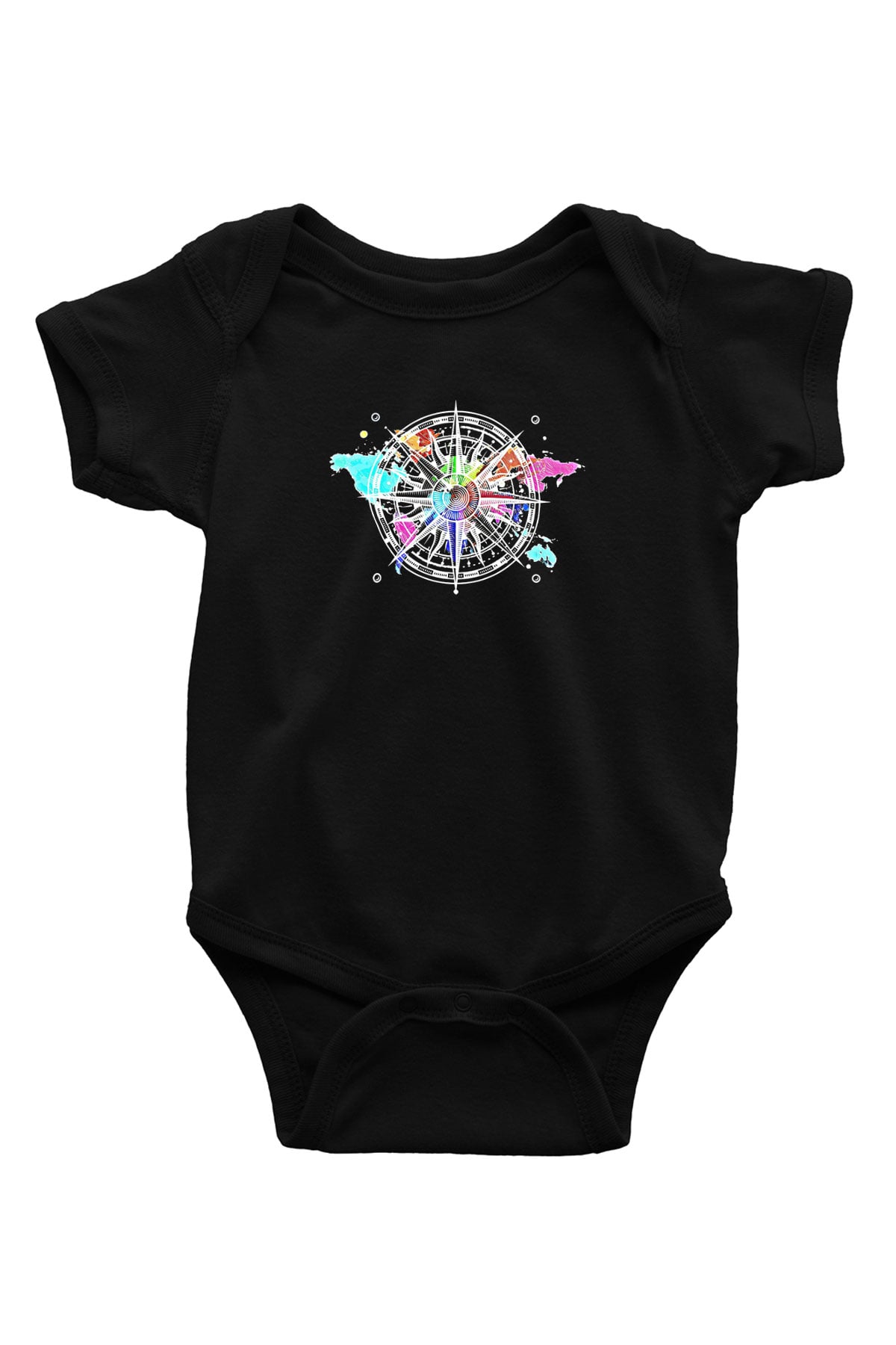 Orienteering Baskılı Unisex Siyah Bebek Body - Zıbın