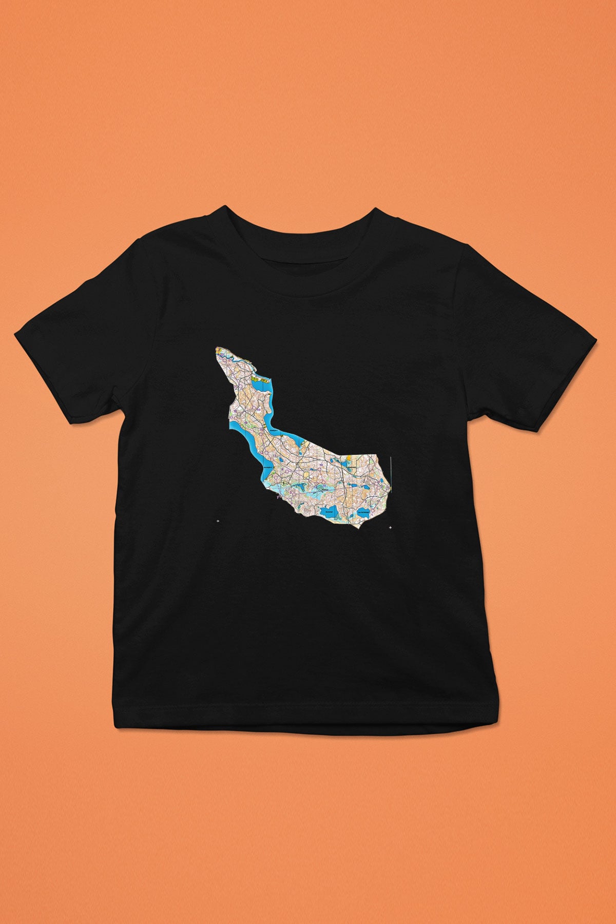 Orienteering Baskılı Unisex Siyah Çocuk Tİşörtü - Tshirt