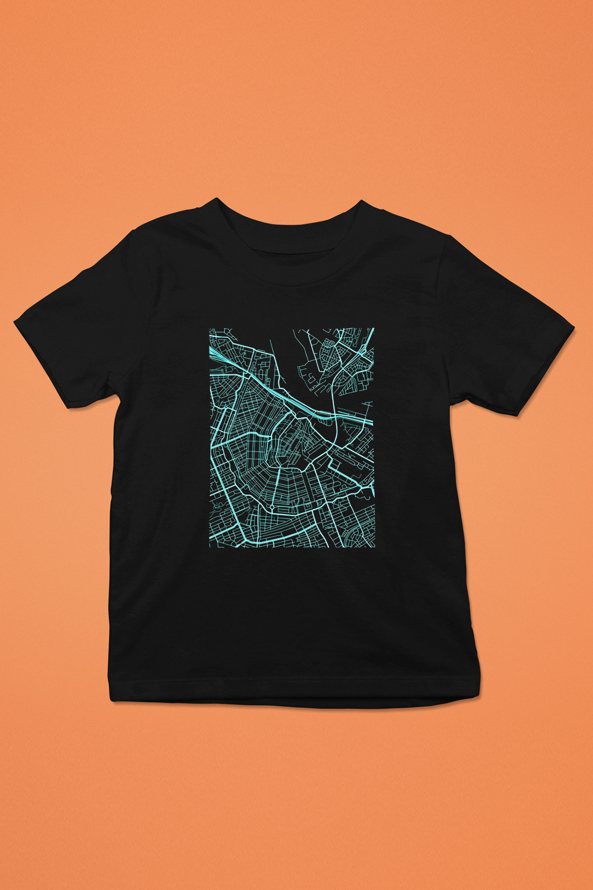 Orienteering Baskılı Unisex Siyah Çocuk Tİşörtü - Tshirt