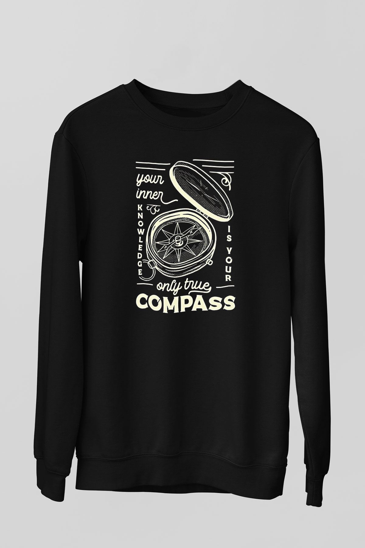Orienteering Baskılı Unisex Siyah Sweatshirt