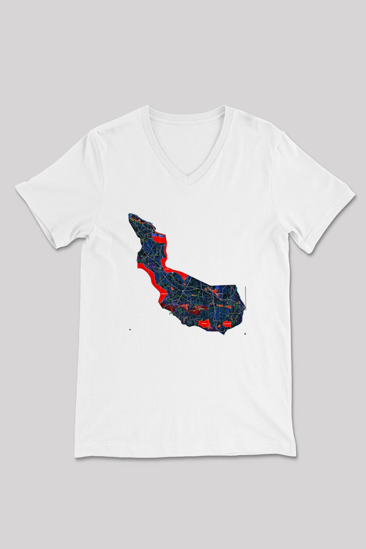 Orienteering Baskılı Unisex V Yaka Tişört - Tshirt