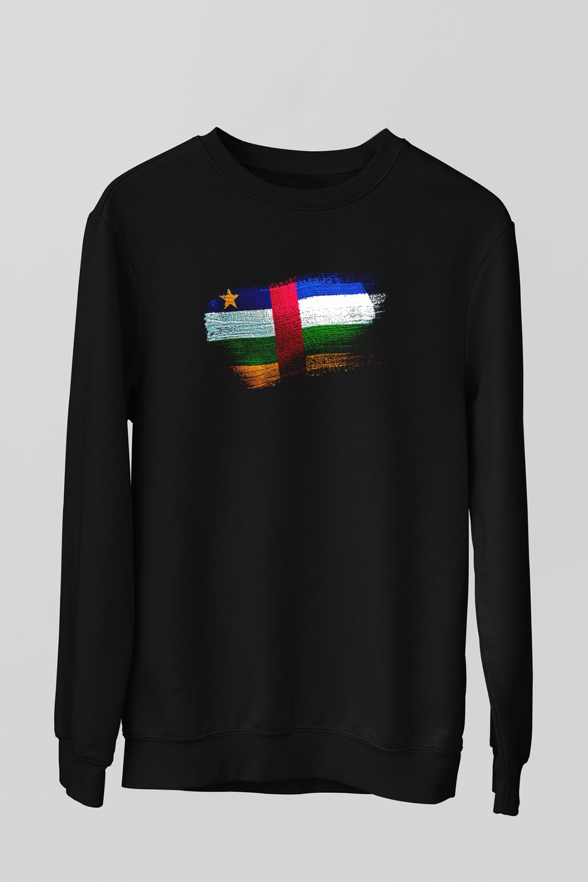 Orta Afrika Cumhuriyeti - Central African Republic Bayrağı Baskılı Unisex Siyah Sweatshirt