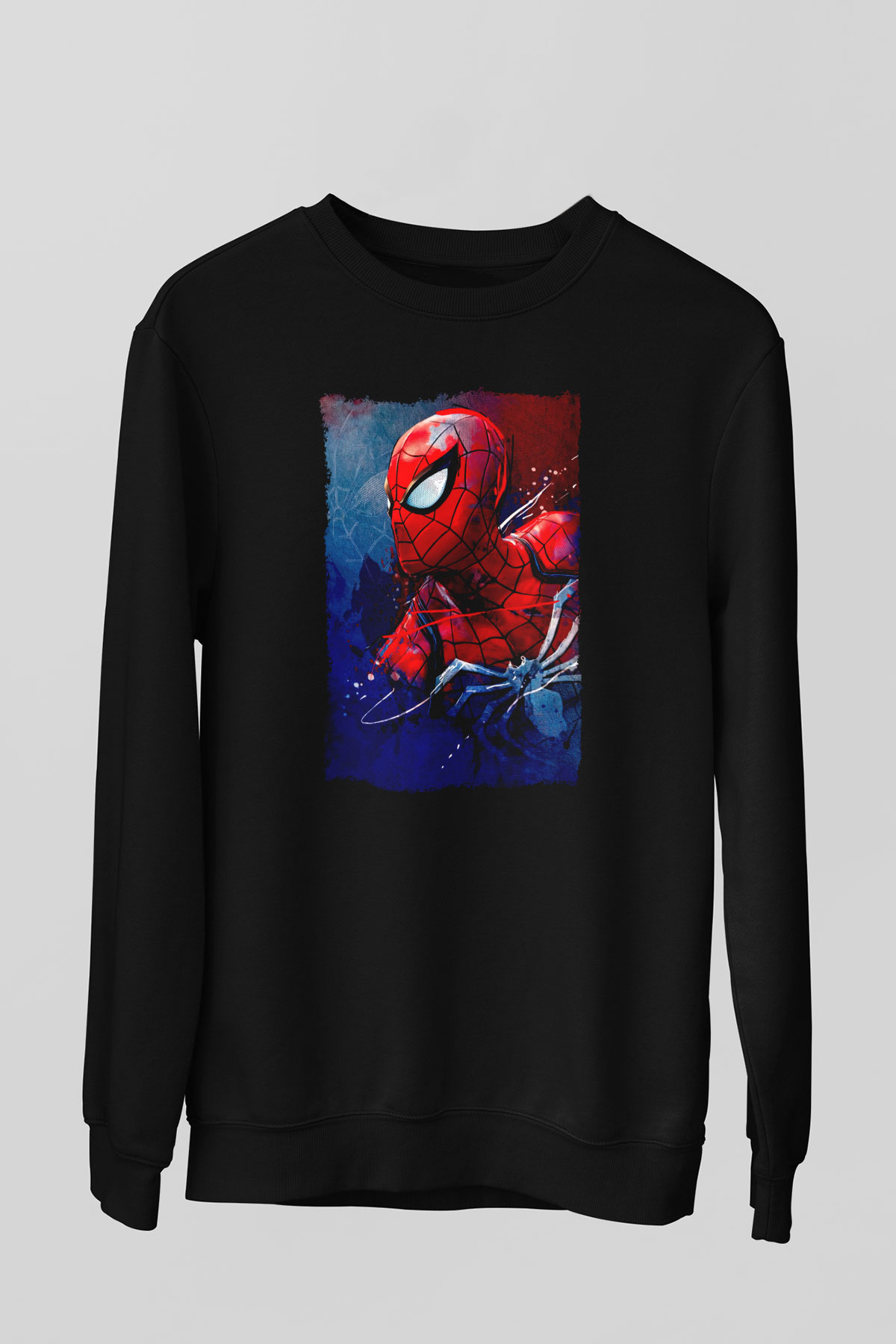 Örümcek Baskılı Unisex Siyah  Sweatshirt