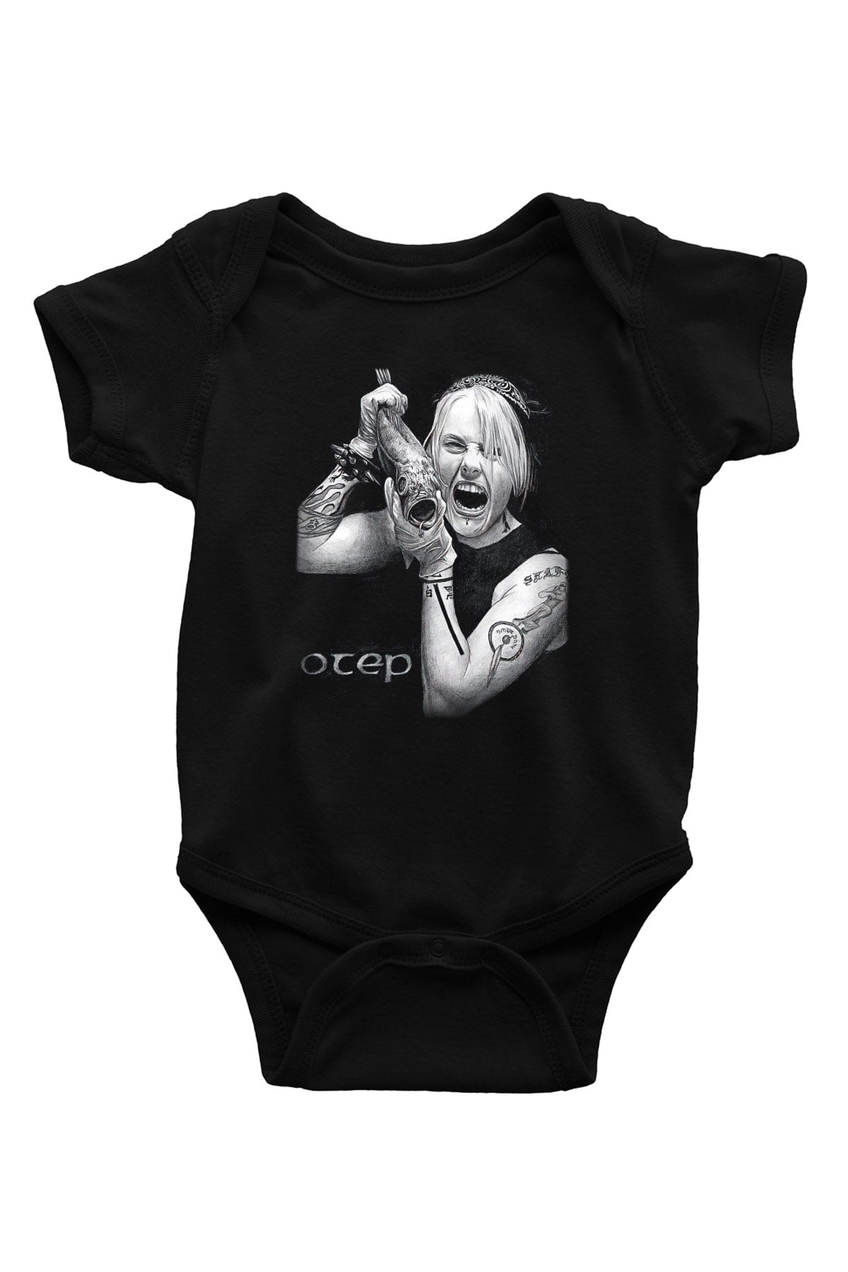Otep Baskılı Unisex Siyah Bebek Body - Zıbın