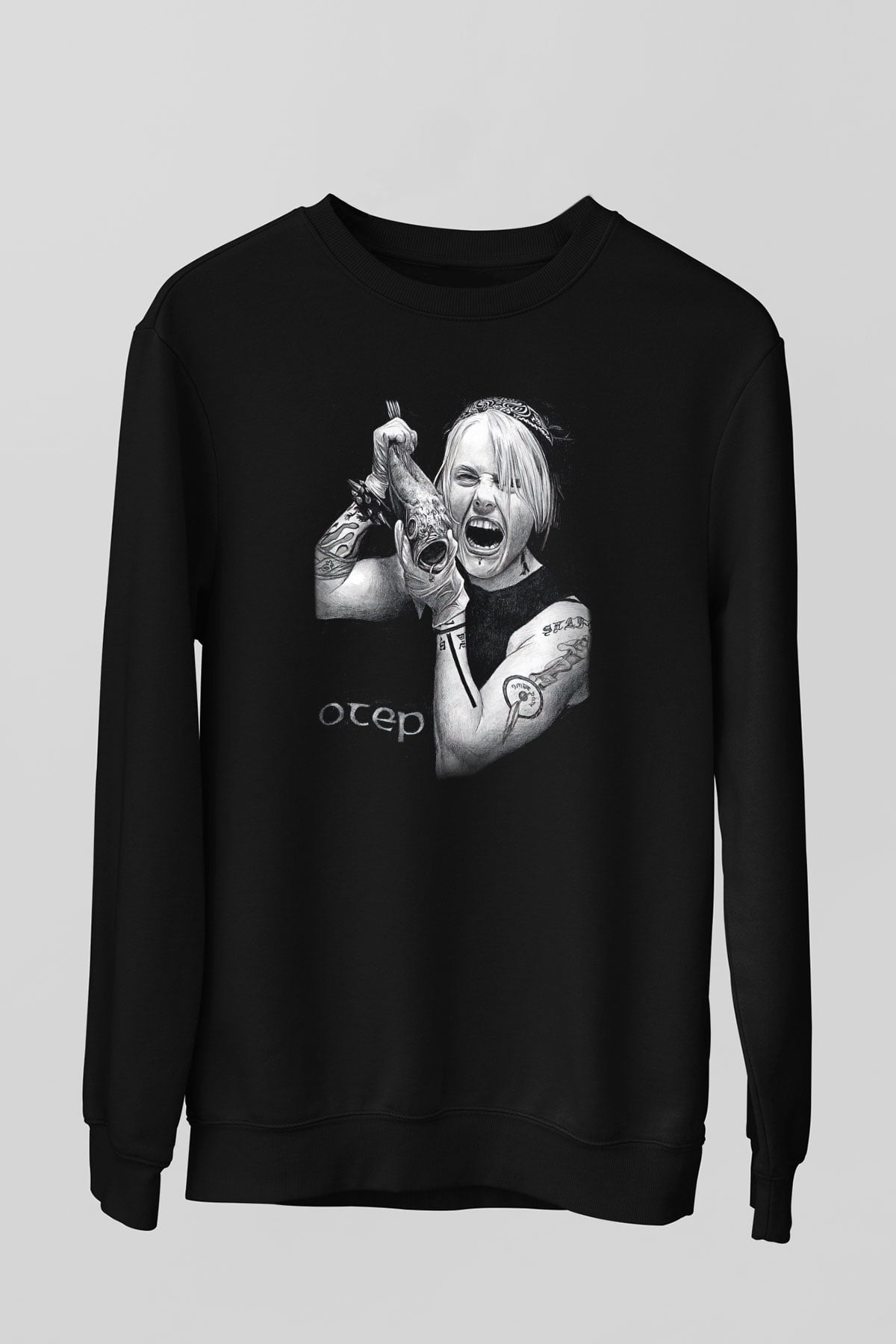 Otep Baskılı Unisex Siyah Sweatshirt