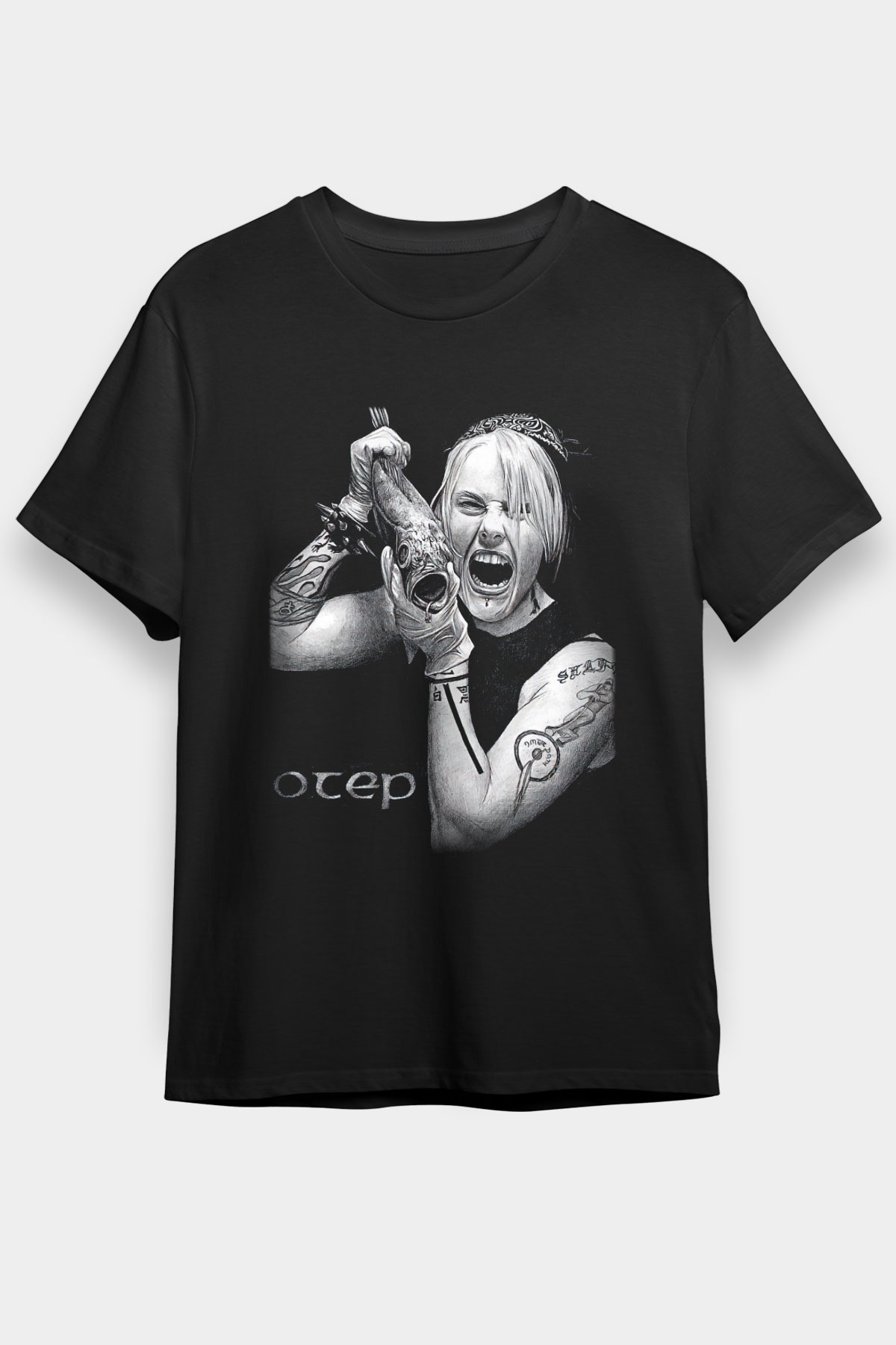 Otep Baskılı Unisex Siyah Tişört - Tshirt