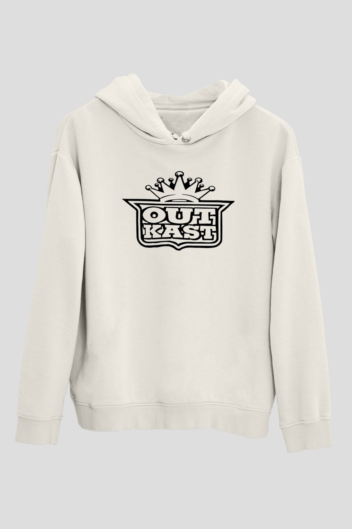 OutKast Baskılı Beyaz Unisex Kapüşonlu Sweatshirt
