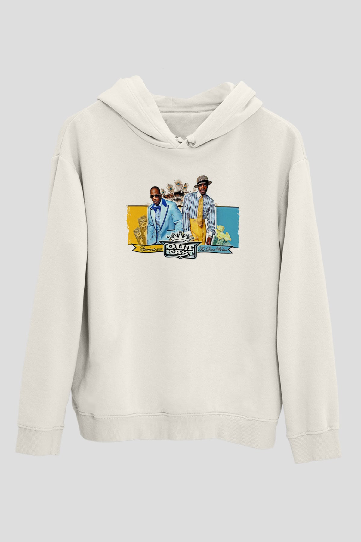 OutKast Baskılı Beyaz Unisex Kapüşonlu Sweatshirt