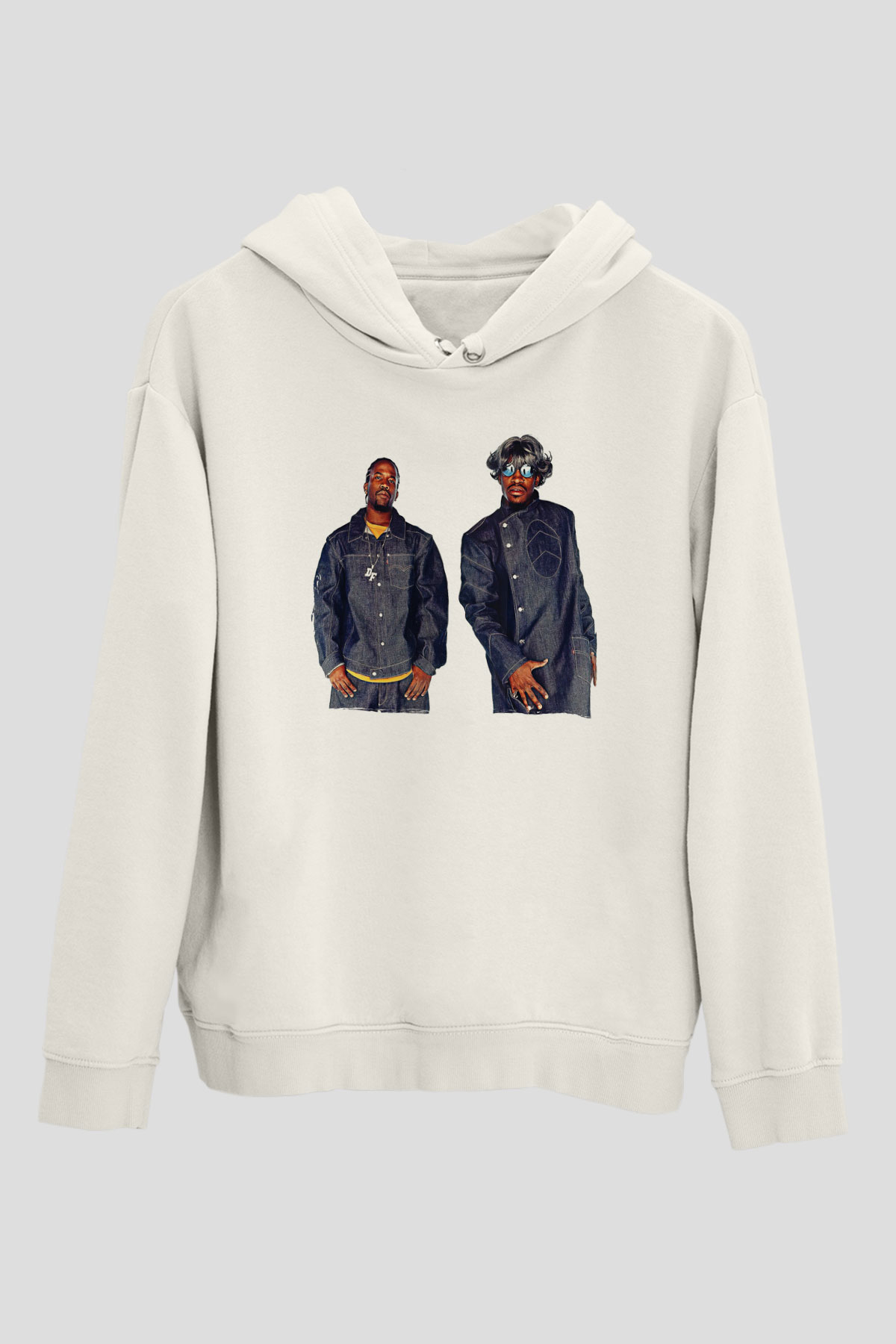 OutKast Baskılı Beyaz Unisex Kapüşonlu Sweatshirt