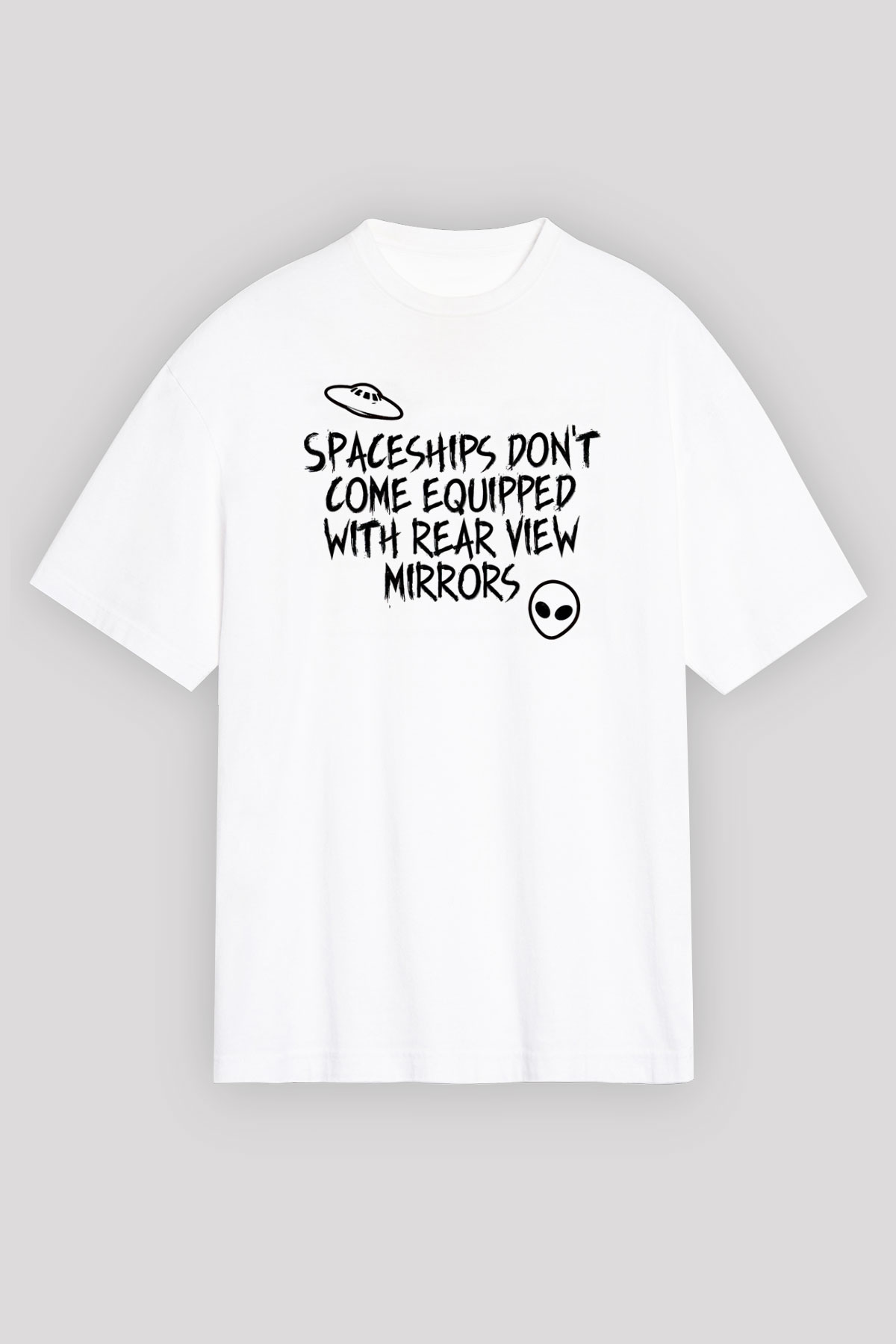 OutKast Baskılı Beyaz Unisex Oversize Tişört - Tshirt