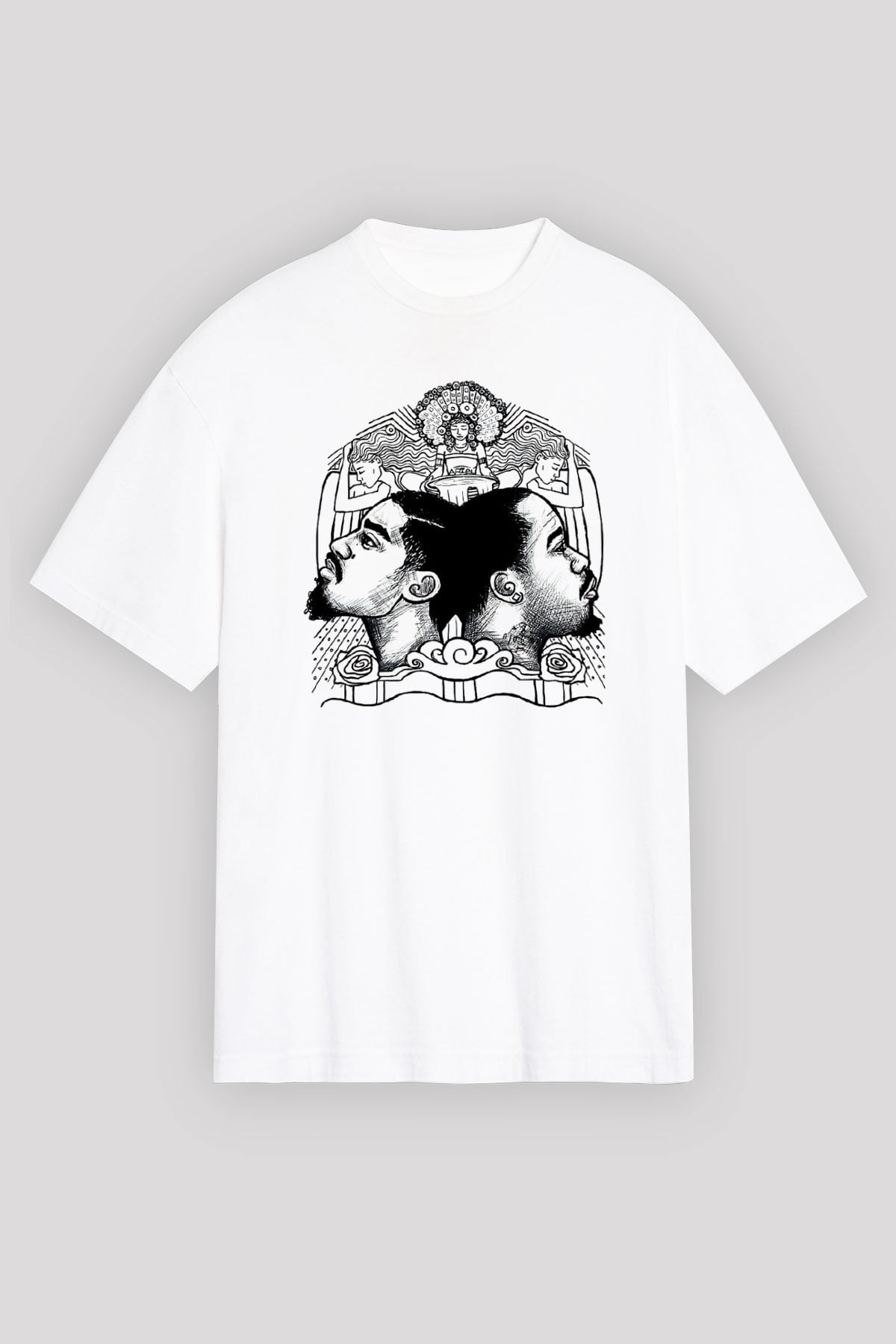 OutKast Baskılı Beyaz Unisex Oversize Tişört - Tshirt