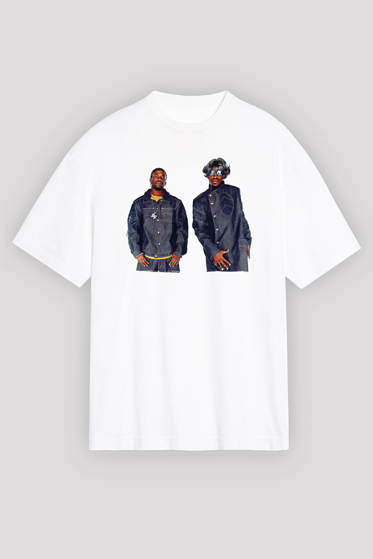 OutKast Baskılı Beyaz Unisex Oversize Tişört - Tshirt
