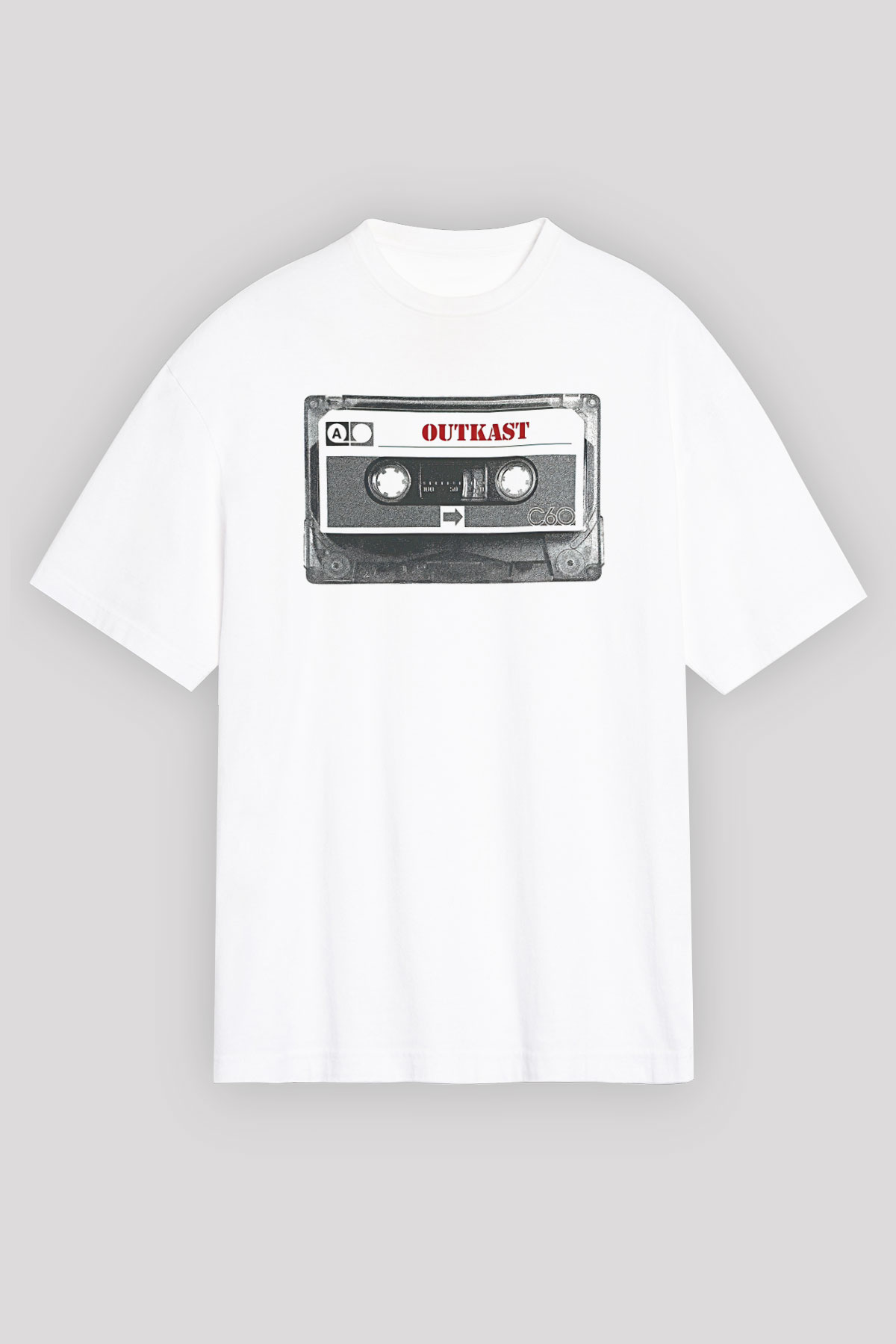 OutKast Baskılı Beyaz Unisex Oversize Tişört - Tshirt