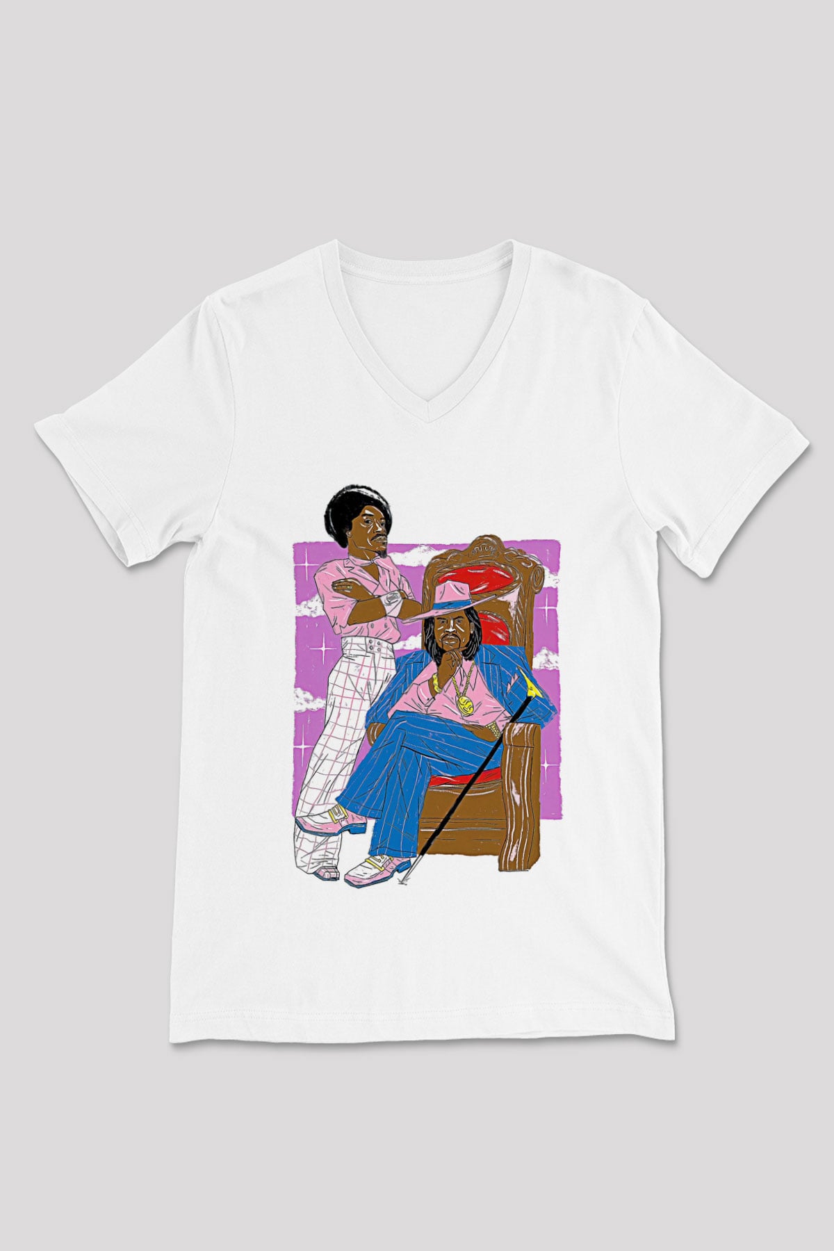OutKast Baskılı Beyaz Unisex V Yaka Tişört - Tshirt